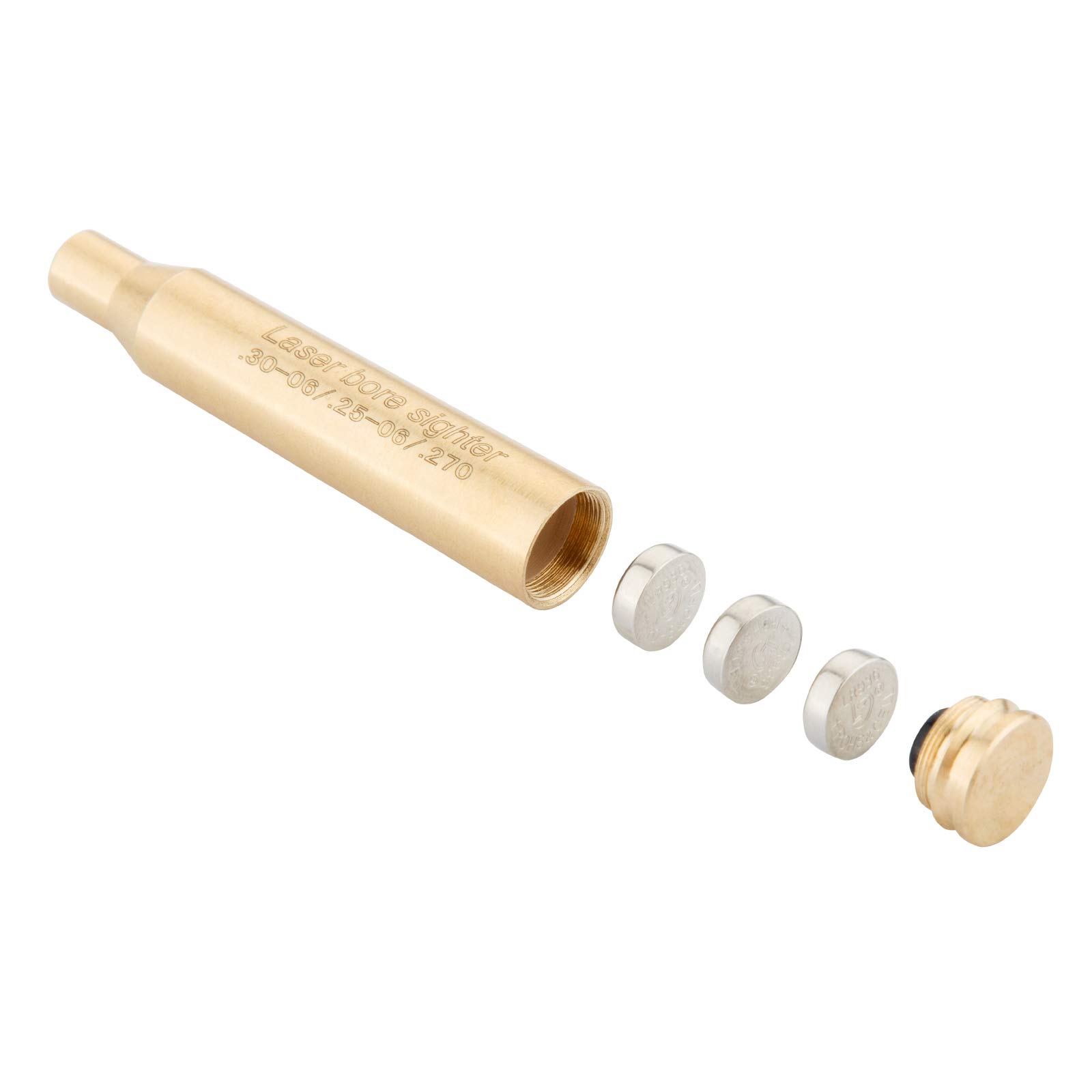 Precision Laser Bore Sight for .30-06/25-06/270 Caliber - Red Dot Boresighter with 6 Batteries (2 Sets Included) - Perfect for Hunting, Target Practice & Firearm Zeroing