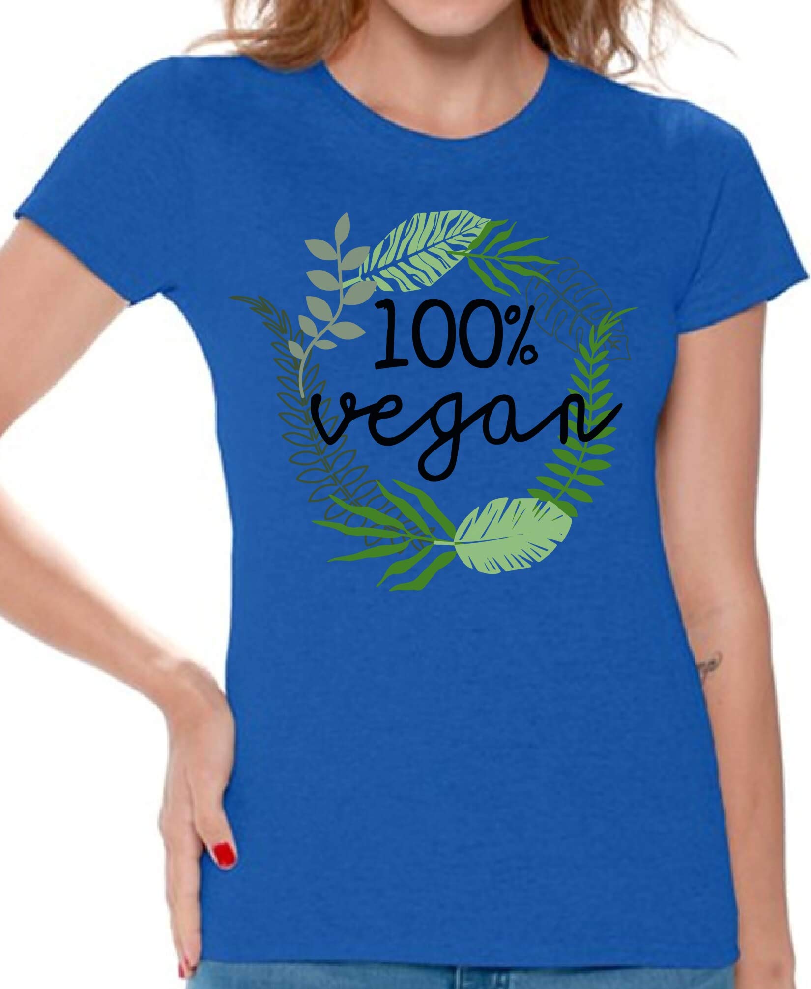 Awkward Styles Women's Vegan T-Shirt - Eco-Friendly Foliage Print Vegetarian Cotton Tee for Casual Wear & Outdoor Activities