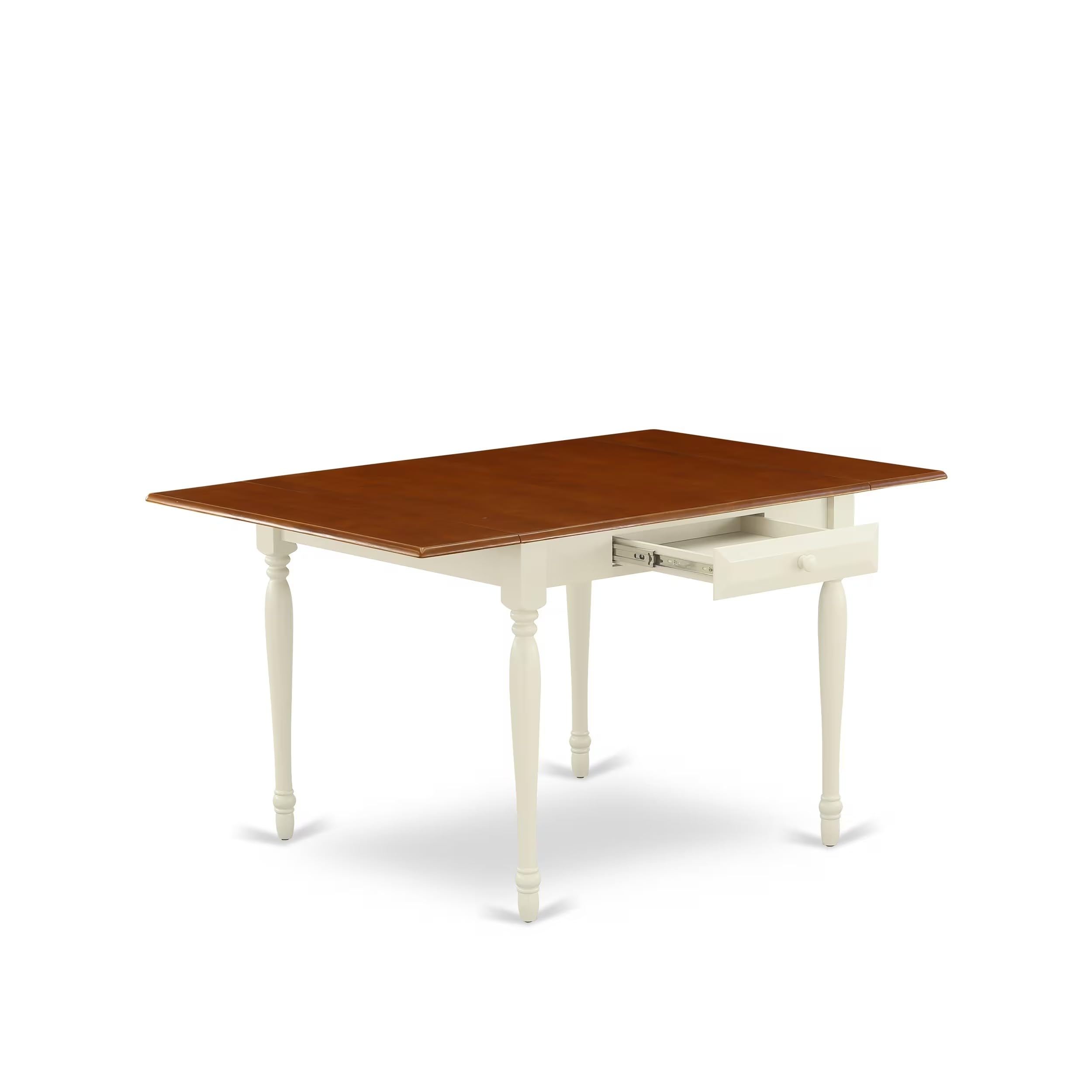 East West Furniture 3 Piece Dining Room Table Set - 36x54 Inch Rectangle Kitchen Table with Drop Leaf & 2 Chairs, Buttermilk & Cherry Finish - Perfect for Small Spaces, Breakfast Nooks & Apartment Dining
