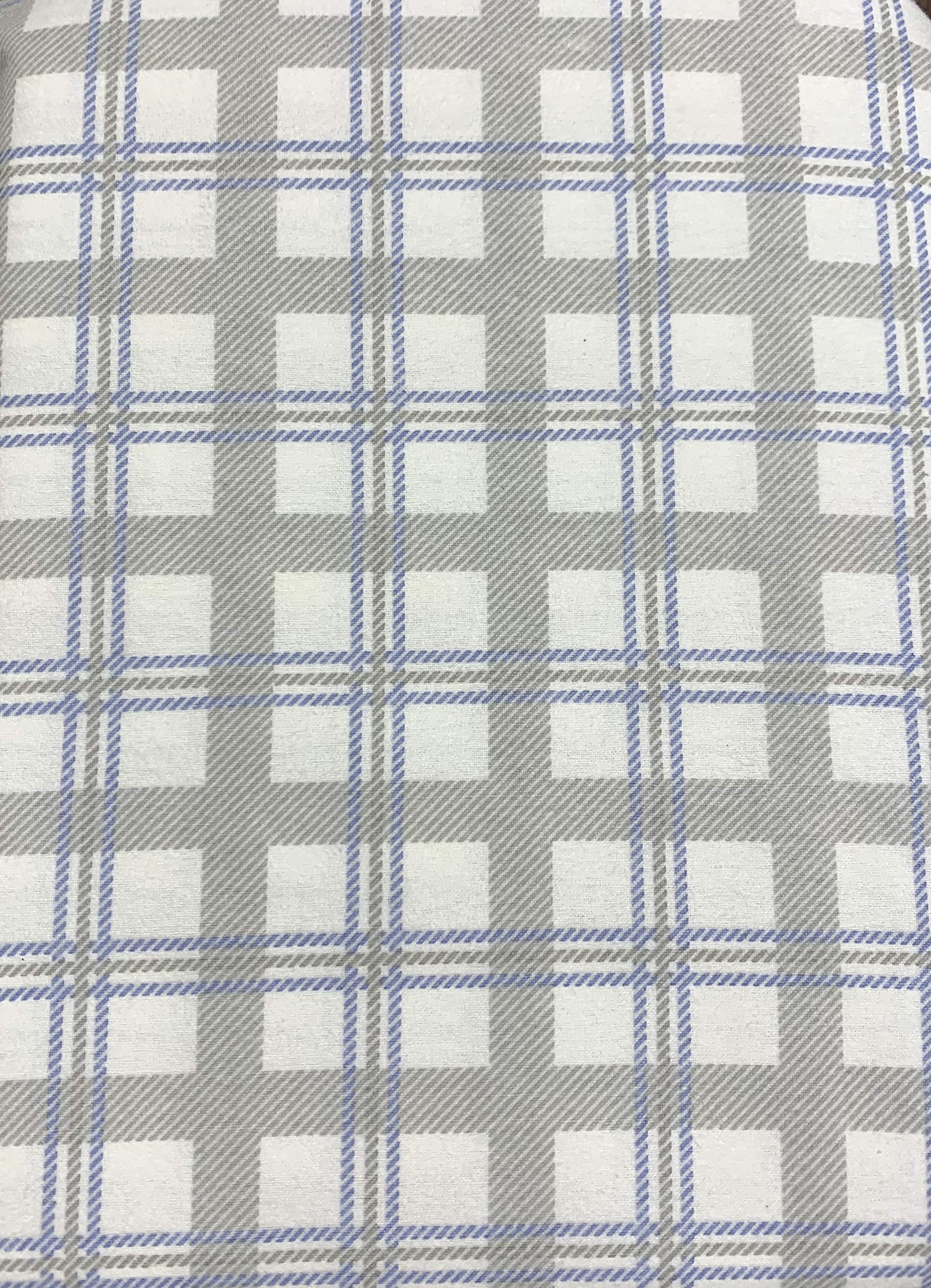 Royal Tradition Heavyweight Flannel 100% Cotton King Size 4-Piece Bed Sheet Set - Soft Grey Checkered Print (170 GSM) for Cozy Winter Nights & Cold Weather Comfort