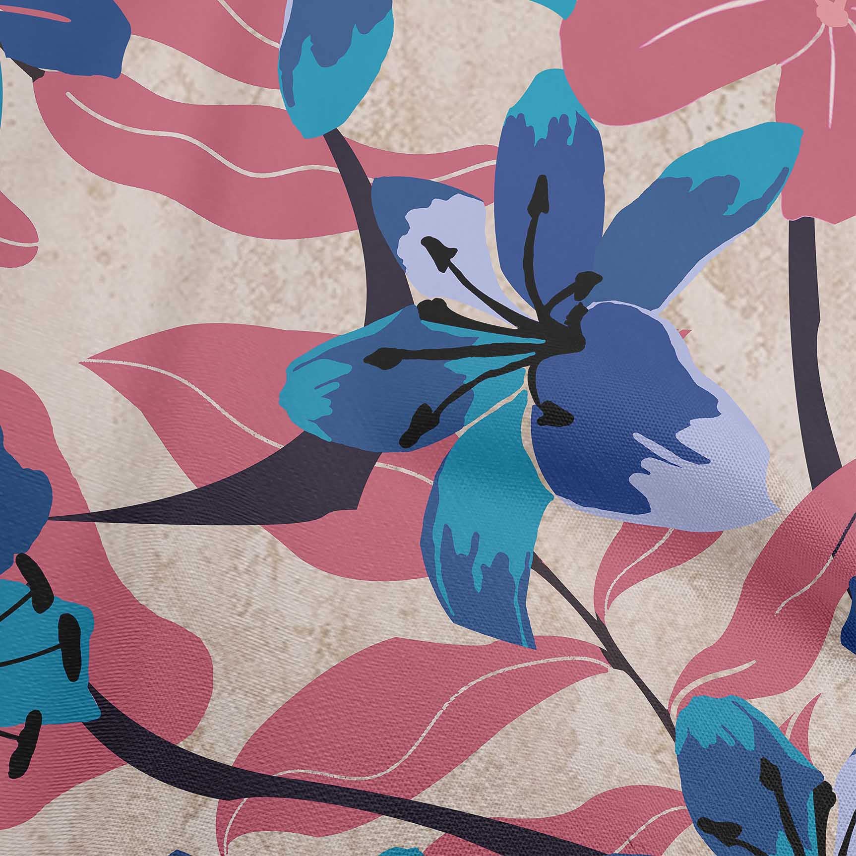 oneOone Georgette Viscose Pink Tropical Lily Floral Print Fabric by The Yard - 42 Inch Wide Soft Draping Dress Material for Summer Dresses, Blouses & Home Decor