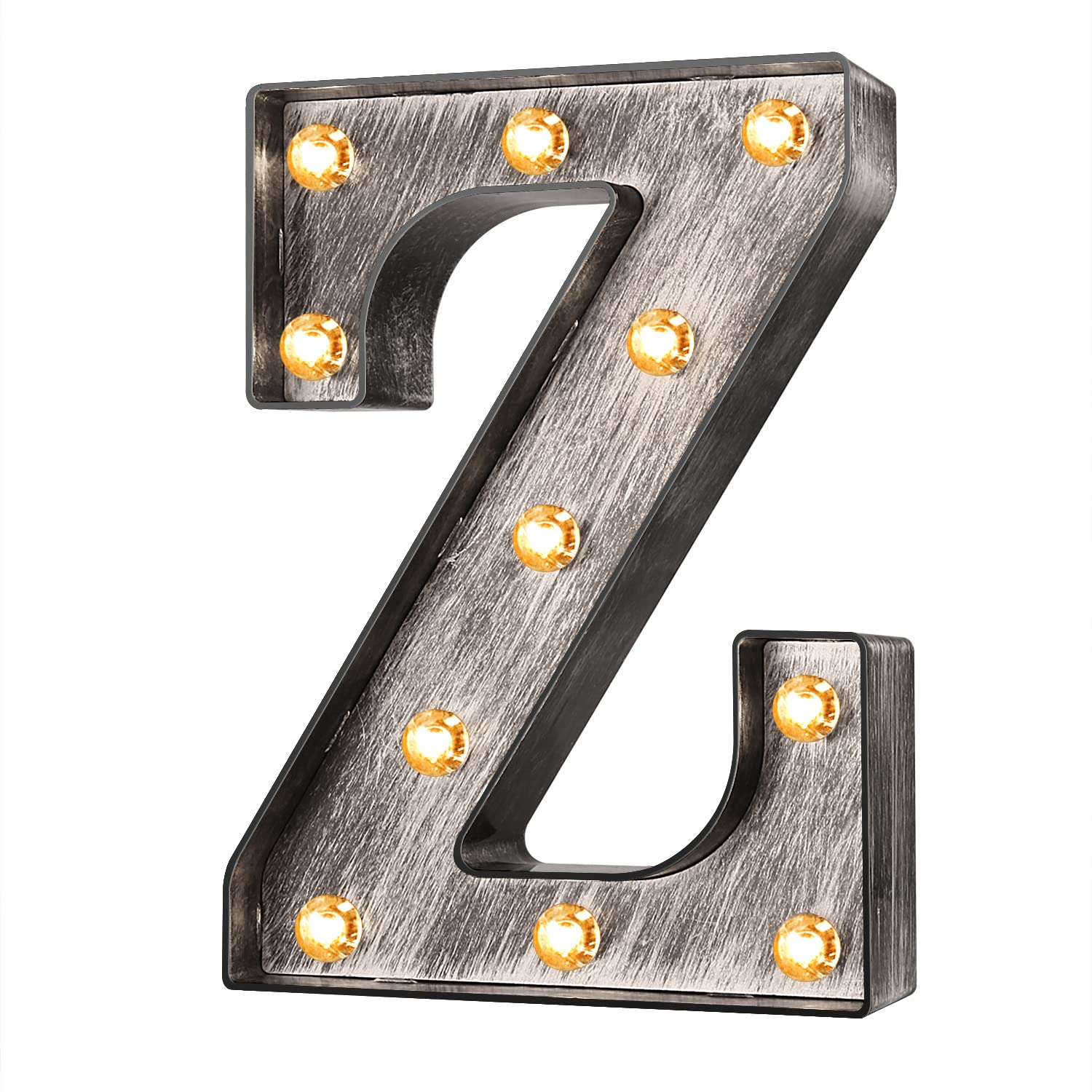 Brushed Silver Gray LED Letter Lights - Battery Powered Light Up Sign for Wedding, Birthday Party, Christmas Decor - Perfect for Home Bar, Night Light, and Festive Events
