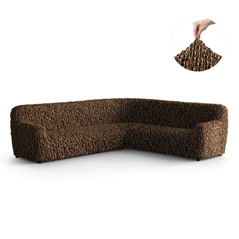 Fuco Velvet Corner Sofa Slipcover - Stretchable Furniture Protector for Living Room, Bedroom & Office - Soft & Durable Sofa Cover for Pets & Kids