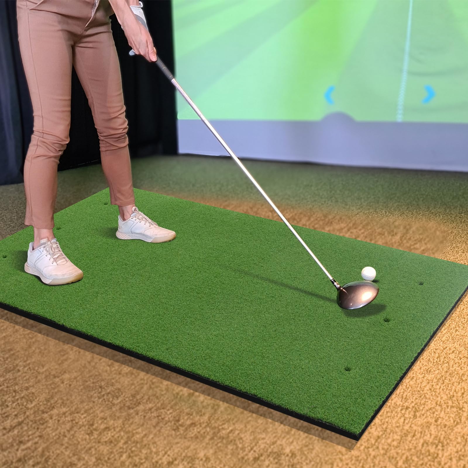 Tangkula Golf Hitting Mat - Premium Artificial Turf Practice Mat for Indoor & Outdoor Use with 2 Rubber Tees & 2 Alignment Sticks - Perfect for Home, Backyard, Garage & Driving Range Training