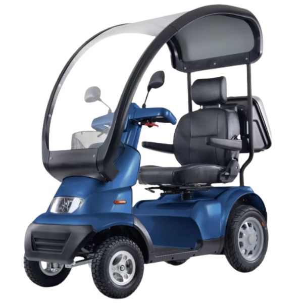 AFIKIM Afiscooter S4 Mobility Scooter with Hard Top Canopy - Weatherproof & Comfortable for Outdoor Use, Shopping, and Park Rides
