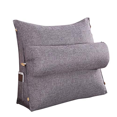 Wedge Backrest Pillow for Sofa & Bed - Ergonomic Lumbar Support Cushion, Washable Cotton Linen Cover | Perfect for Maternity, Reading, Lounging & Back Pain Relief