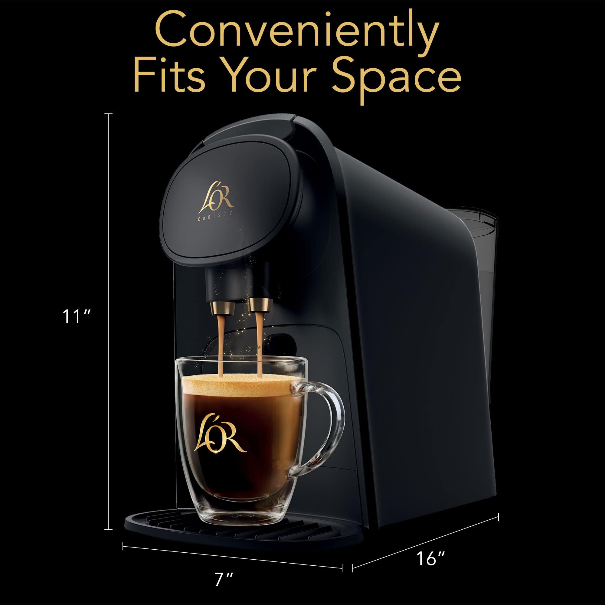 L'OR Barista System Coffee and Espresso Machine Combo with Milk Frother - Matte Black - Perfect for Home Baristas & Coffee Lovers - Ideal for Espresso, Cappuccino, Latte & Americano