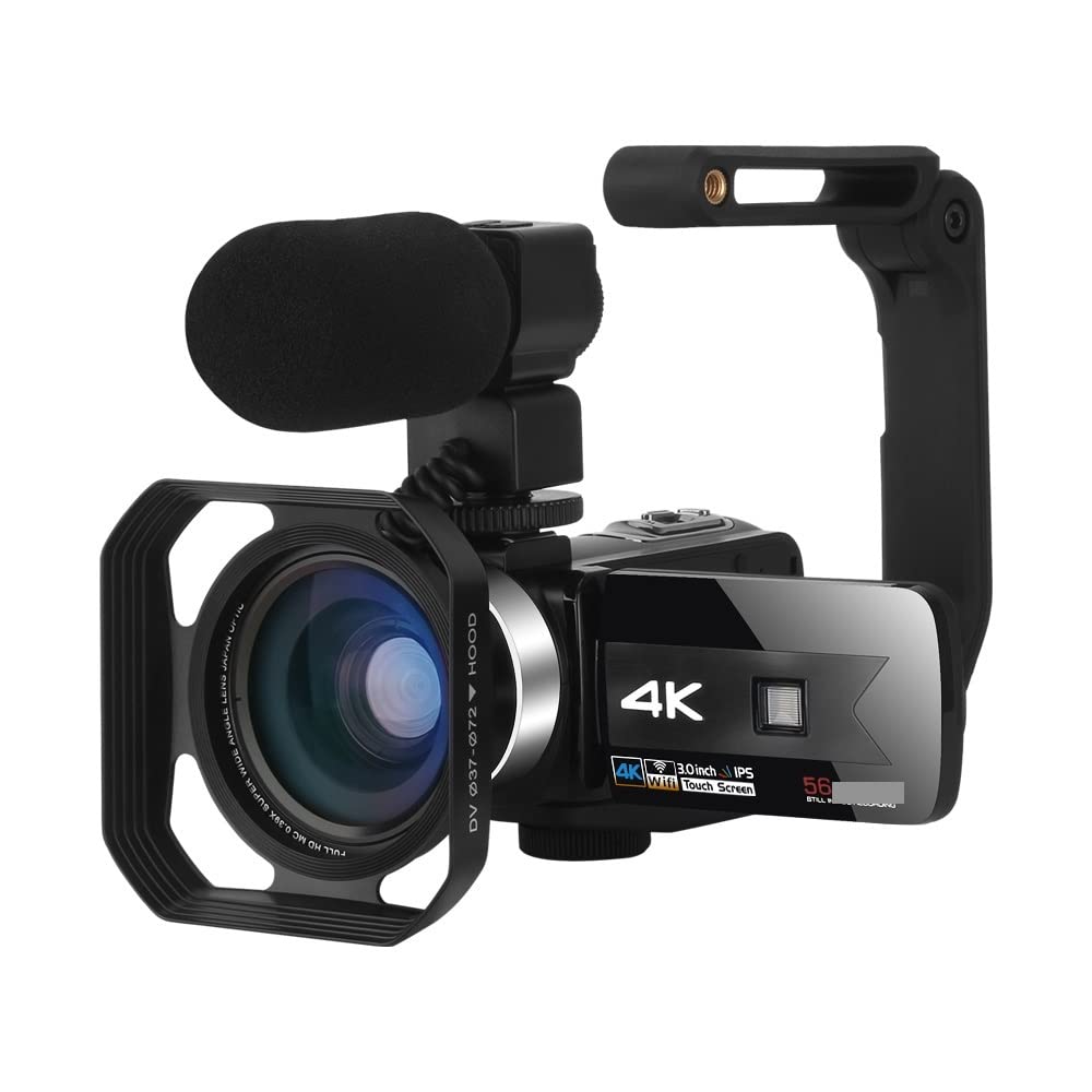 4K UHD Video Camera Camcorder - 56MP Digital Camera with IR Night Vision for Vlogging, YouTube Streaming & Outdoor Recording | Professional HD Camcorder for Travel, Sports & Night Photography (No SD Card Included)