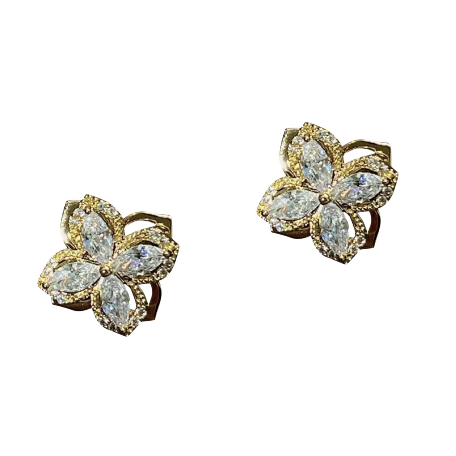 Sparkling Rhinestone Stud Ear Cuffs for Women & Girls - Gold Wrap Earrings for Cartilage & Helix Piercing - Perfect for Parties, Weddings & Everyday Wear