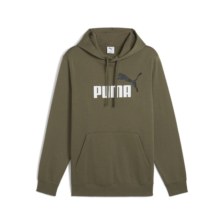 PUMA Men's Essentials Big Logo Fleece Hoodie - Green, Comfortable & Stylish Pullover for Casual Wear, Gym, and Outdoor Activities
