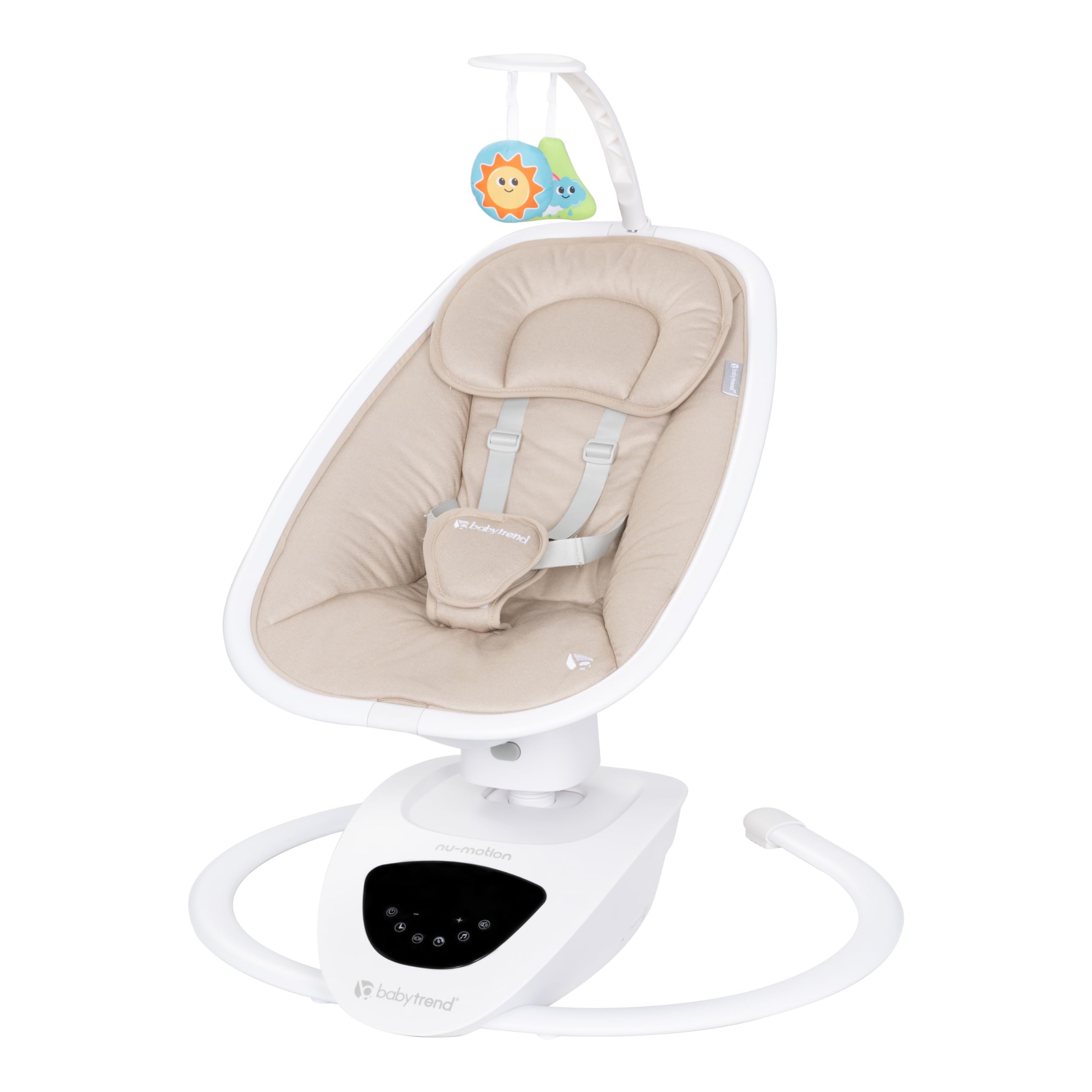 Baby Trend NuMotion Infinity Swing - Auto Gliding Baby Swing with 6 Speeds & Soothing Sounds, Dash Tan | Perfect for Newborns & Infants, Ideal for Nursery, Living Room & Travel