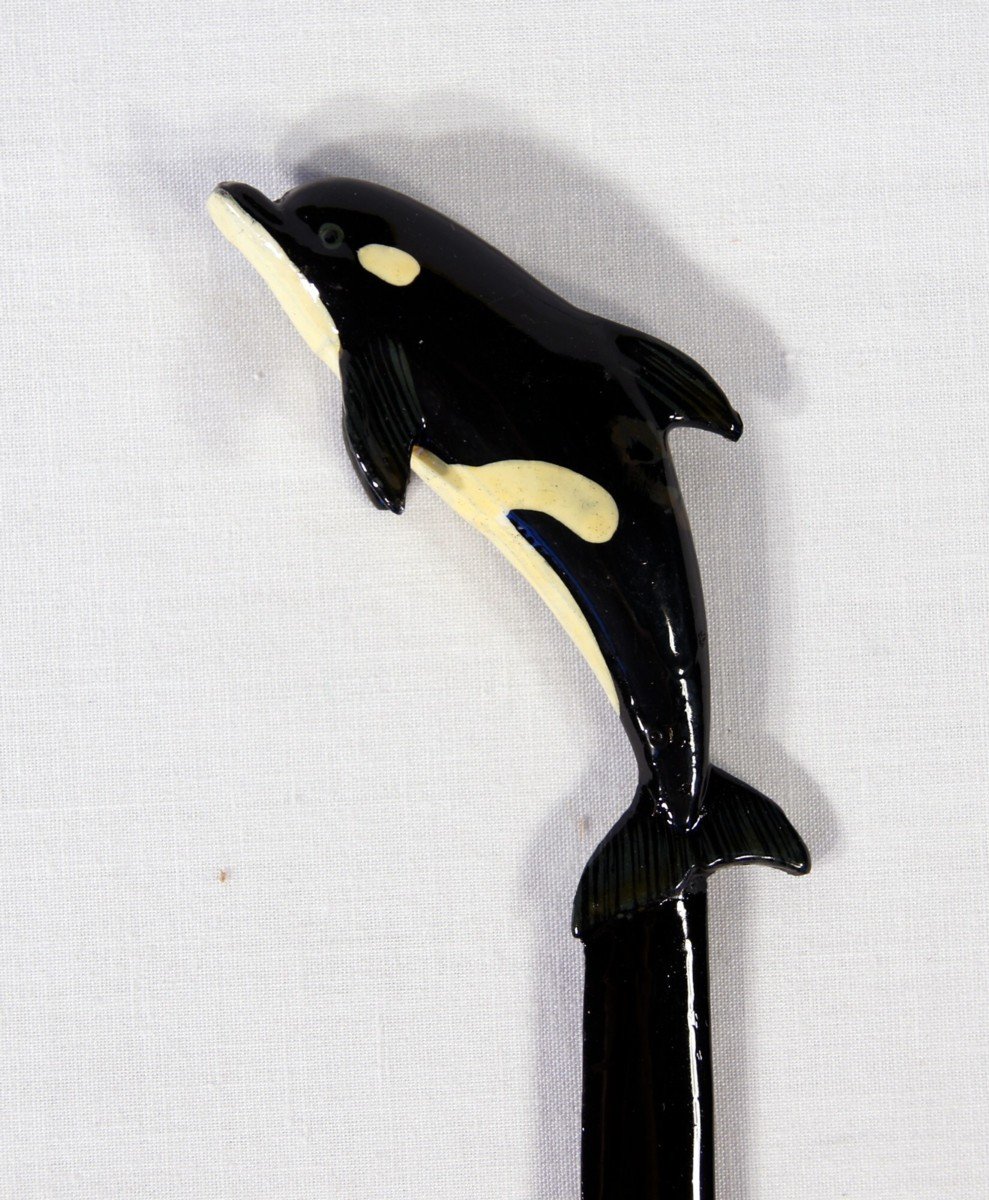 Hand Painted Killer Whale Letter Opener - Unique Wooden Handcrafted Mail Opener for Collectors & Office Use - Perfect Gift for Whale Lovers & Stationery Enthusiasts