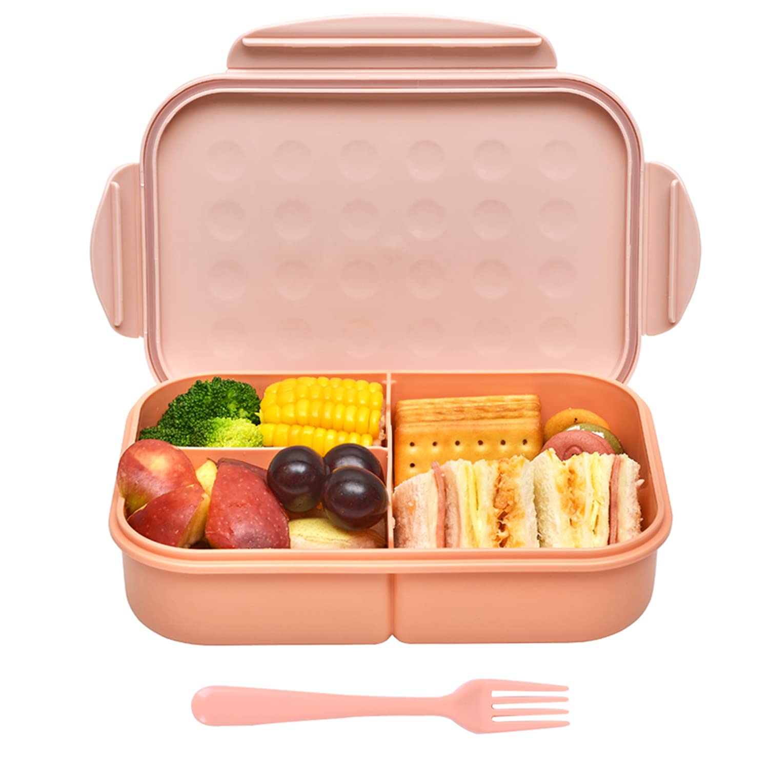 Bacxigo 3-Compartment Bento Lunch Box for Kids & Adults - Leakproof, Shockproof, Microwave & Dishwasher Safe Food Container - Ideal for School, Office & Picnic (Orange)