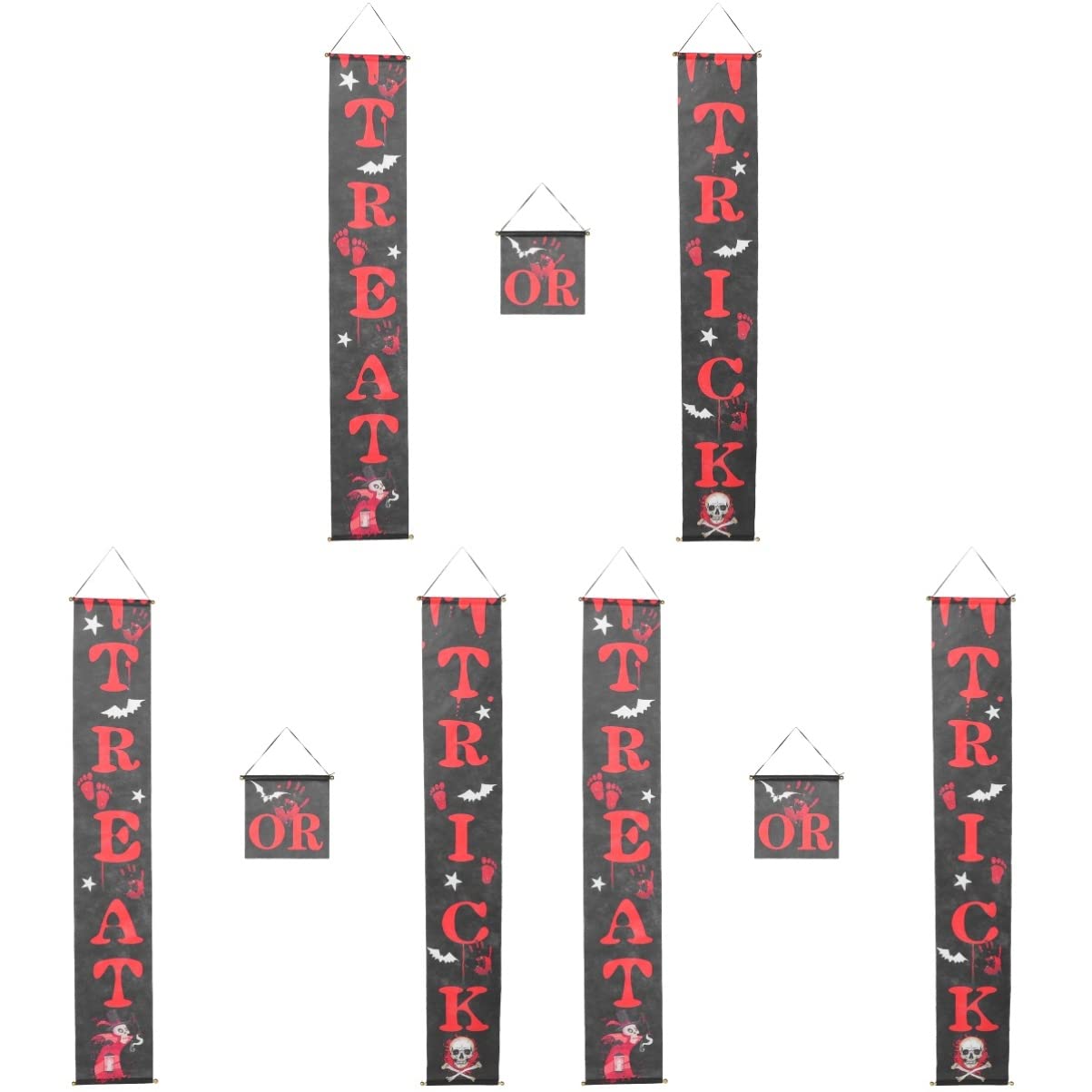 Bestoyard 3 Sets Halloween Door Decorations - Trick or Treat Door Bunting Signs, Hanging Ornaments for Spooky Party Decor (Perfect for Front Door, Porch, Classroom & Halloween Party Decorations)