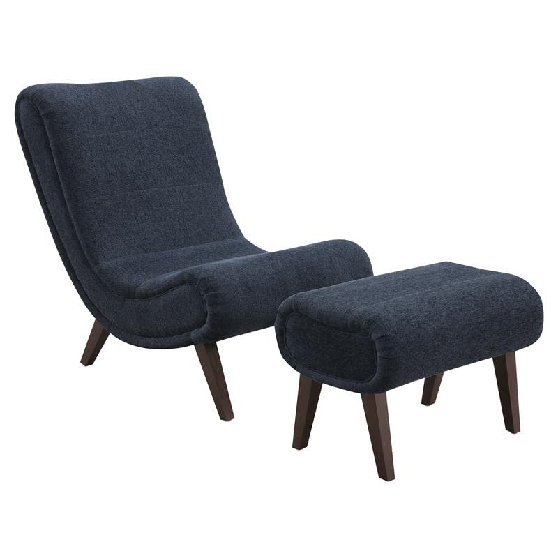 Hawkins Lounger with Ottoman - Indigo Fabric Recliner Chair for Home & Office - Perfect for Living Room, Study or Workspace Relaxation