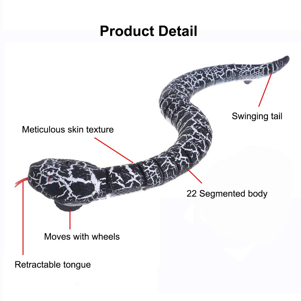 Ufurty Realistic Remote Control RC Snake Toy - Fast Moving Robotic Rattlesnake with USB Rechargeable Battery & Snake-Egg Controller - Scary Trick Toy for Kids Outdoor Play, Halloween Pranks, and Birthday Gifts