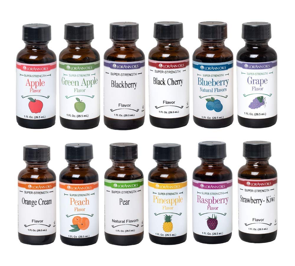 LorAnn SS 12 Fruity Flavors - 1 Ounce Bottles | Baking, Candy Making & DIY Flavoring Extracts