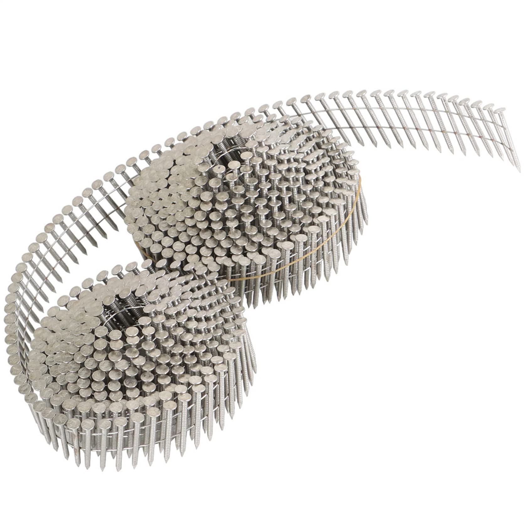 1200 Count 1-1/4 Inch 15-Degree Collated Wire Coil Stainless Steel Ring Shank Nails (0.09 Inch) - Heavy Duty Siding Nails for Lathing, Sheathing & Framing - Perfect for Roofing, Decking & Exterior Construction Projects