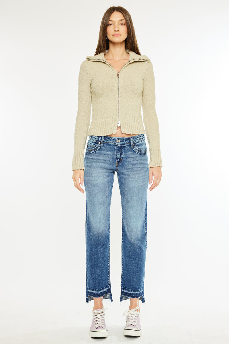 Megan Mid Rise Crop Straight Jeans for Women - Comfortable Stretch Denim Pants - Casual & Everyday Wear - Perfect for Work, Shopping, and Outings