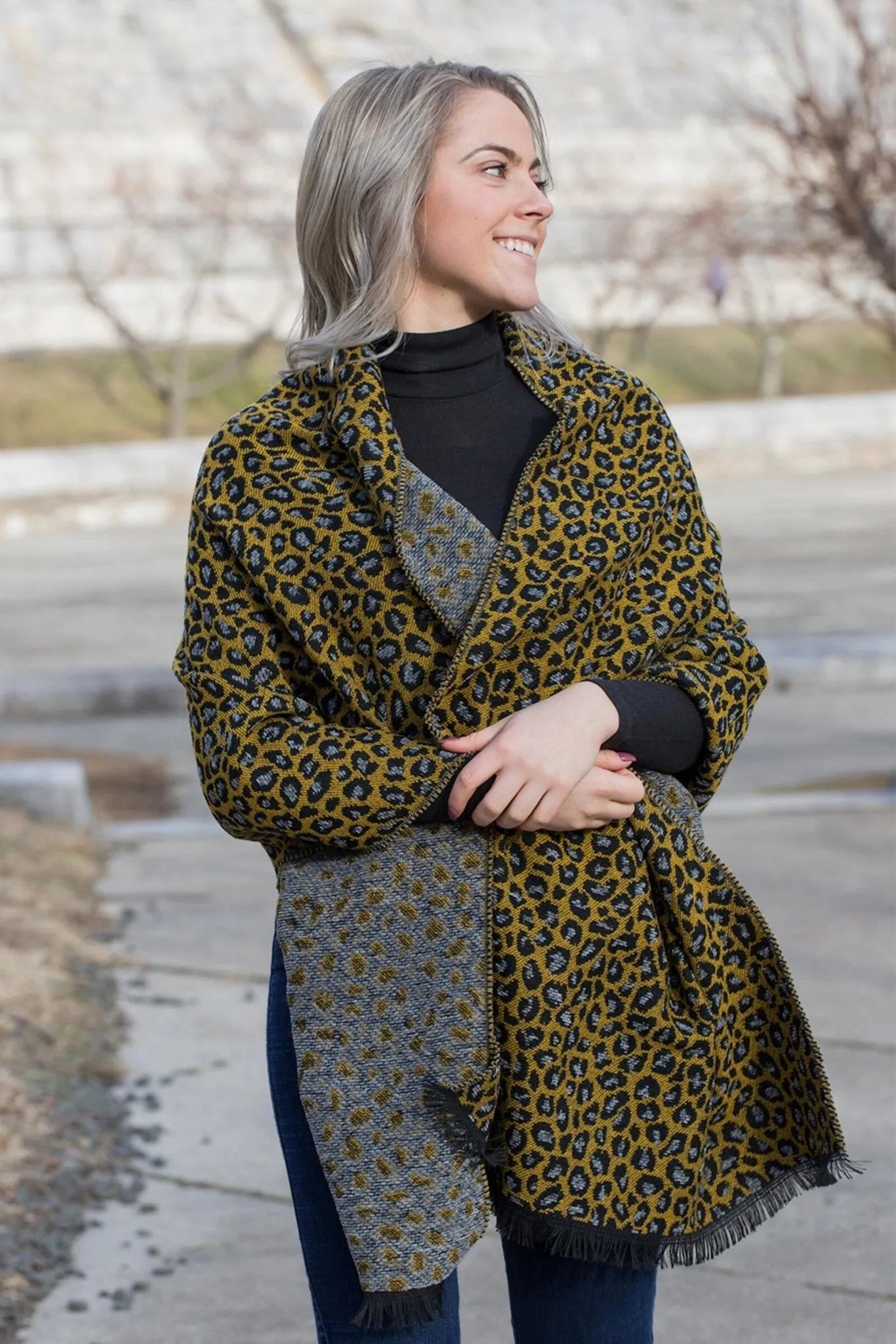 Leopard Print Reversible Scarf - Soft Winter Fashion Accessory for Women | Perfect for Cold Weather, Office & Casual Outfits