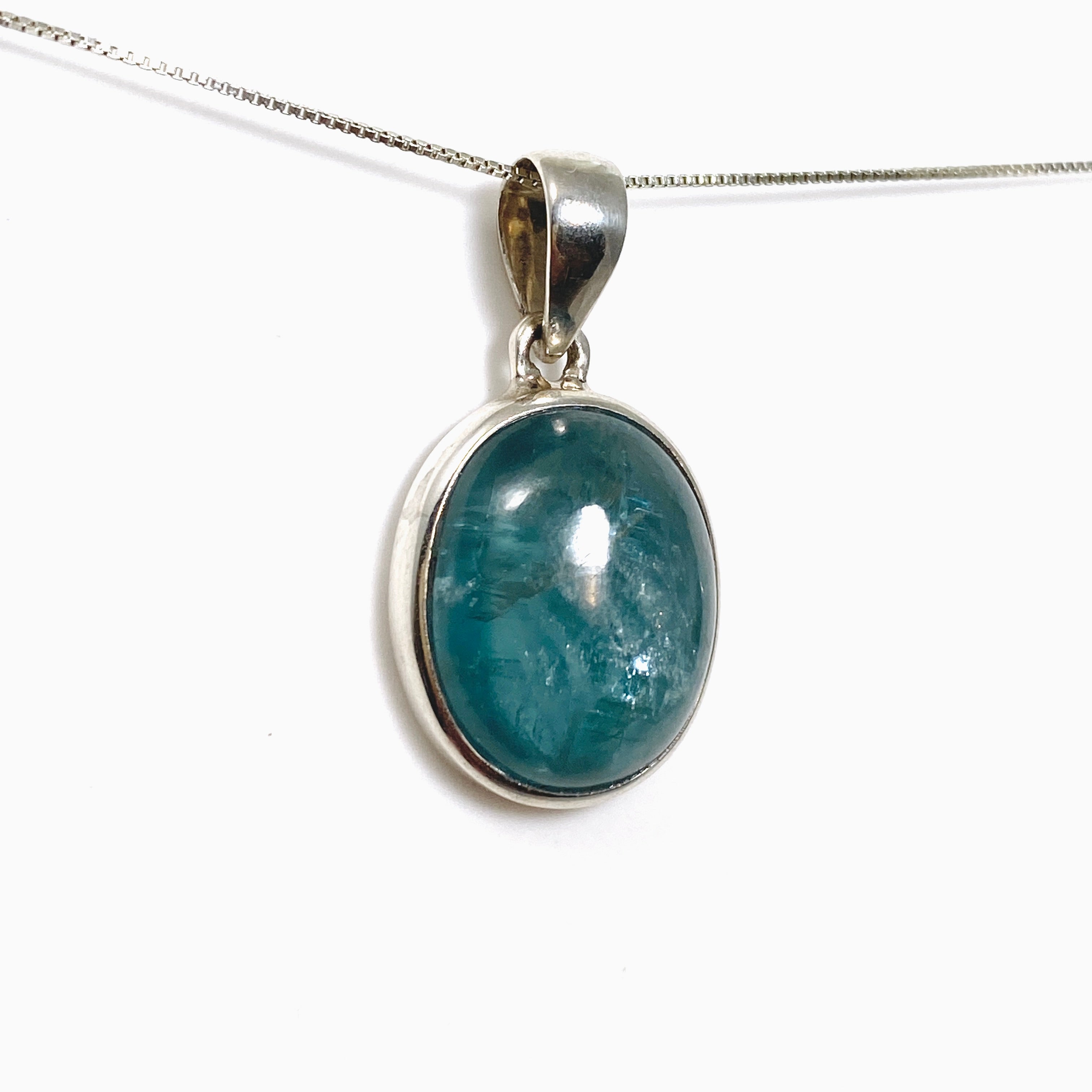 Natural Blue Green Kyanite Oval Cabochon Pendant Necklace - Handmade Gemstone Jewelry for Women - Perfect for Meditation, Healing & Spiritual Energy Work