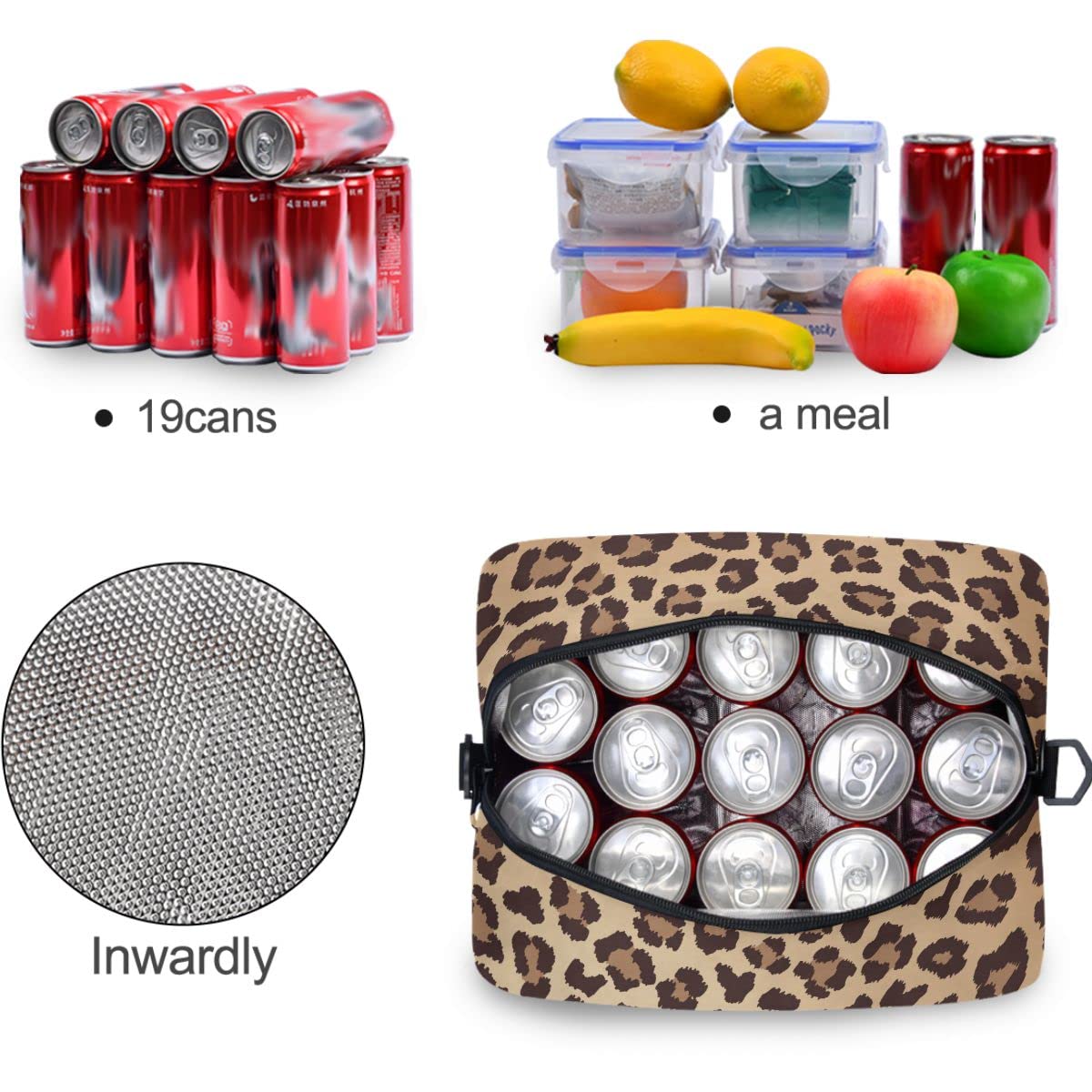 Insulated Lunch Bag for Women & Men - Reusable Leakproof Lunch Box with Glossy Lip Design, Perfect for Work, School & Picnics - Black Cooler Tote Bag