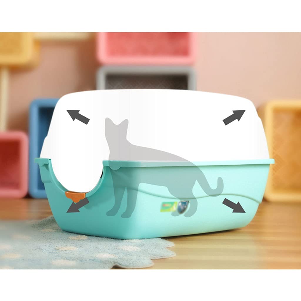 Large Fully Enclosed Splash-Proof Cat Litter Box with Clamshell Design - Durable & Easy Clean Cat Toilet for Odor Control (Color B) - Perfect for Small Spaces & Multi-Cat Homes