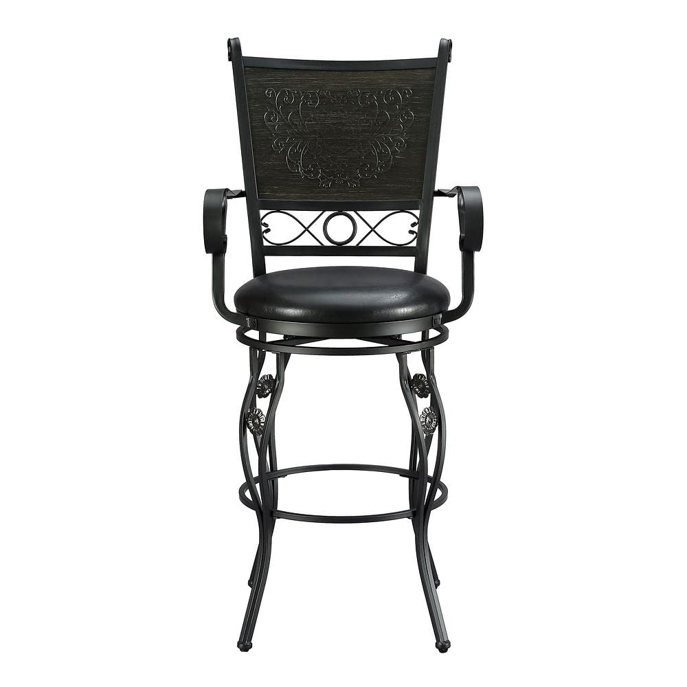 Ellie Big & Tall Barstool with Heavy Duty Metal Base in Black - Perfect for Kitchen Islands, Home Bars & Counter Height Dining Tables