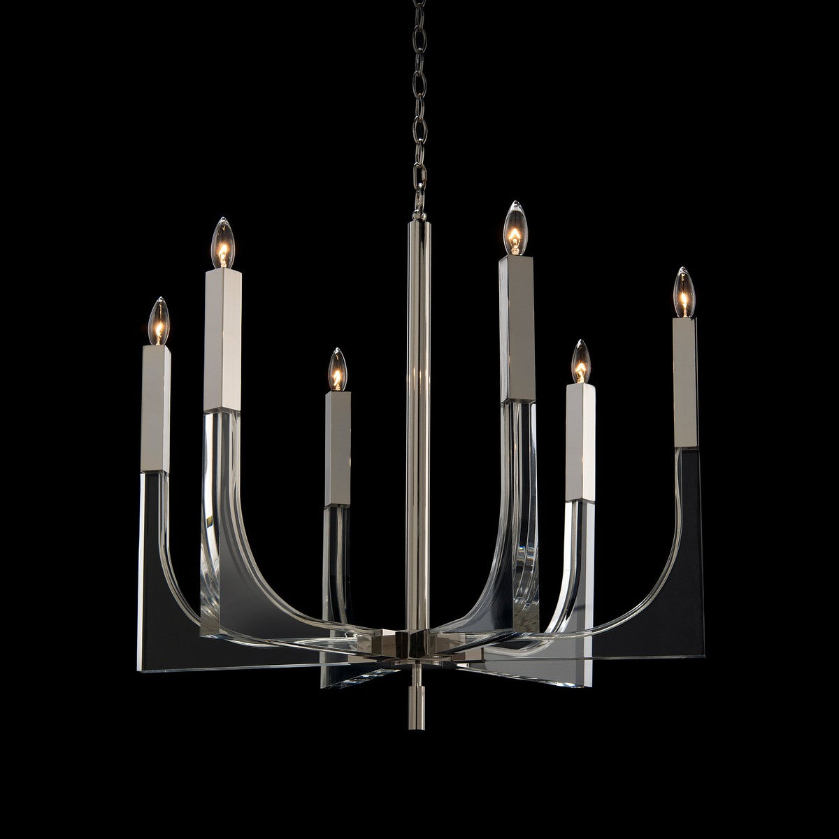 Stylish Acrylic and Nickel 6-Light Chandelier in Silver Finish - Perfect for Dining Room, Bedroom or Living Room Lighting