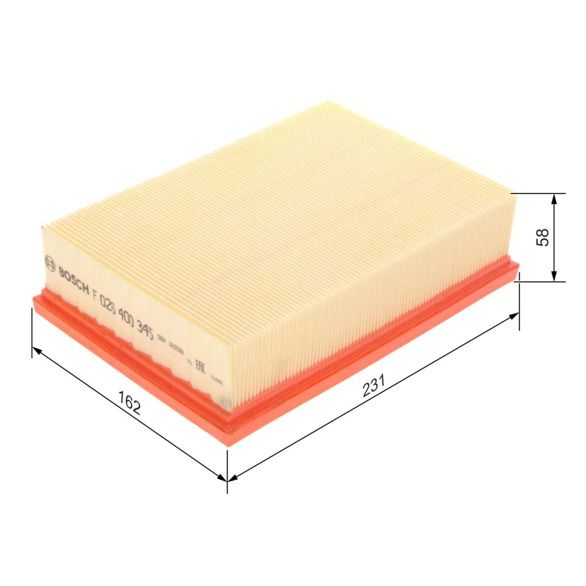 Bosch S0345 High Performance Vehicle Air Filter - Compatible with Multiple Car Models - Improve Engine Efficiency & Airflow - Ideal for Daily Commute & Road Trips