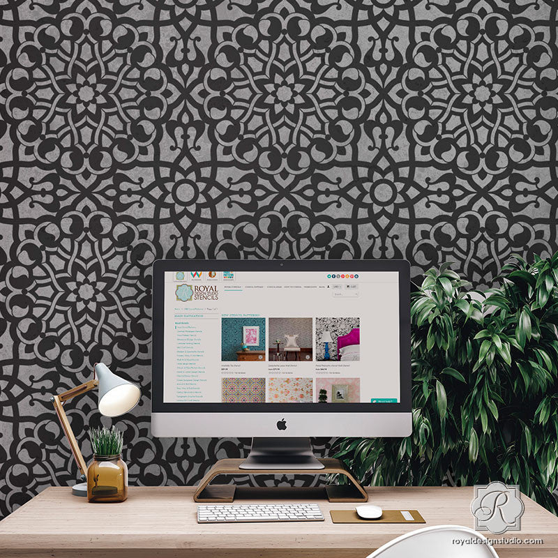 Zahara Moroccan Wall Stencil - DIY Home Decor Stencils for Painting, Arabic Geometric Patterns, Reusable Wall Art Template for Bedroom, Living Room & Nursery Decoration