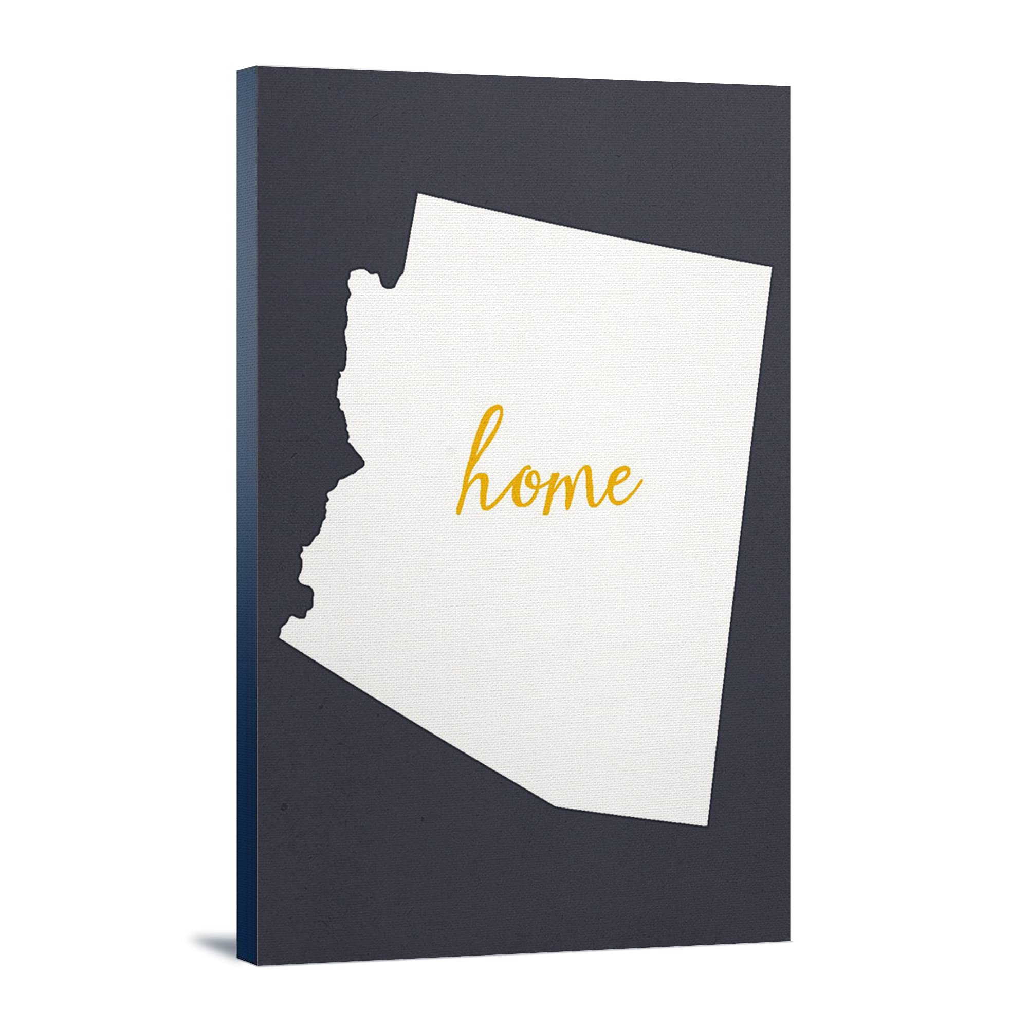 Arizona Home State White on Gray 16x24 Wrapped Canvas Wall Art - Perfect for Living Room, Bedroom & Office Decor