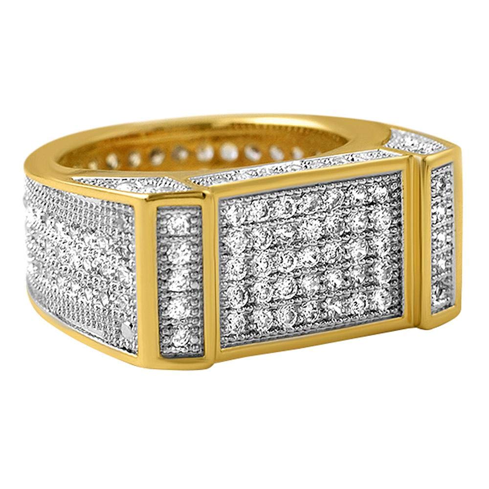 12K Gold Plated Cubic Zirconia Bling Ring for Women - Elegant Fashion Jewelry for Parties, Weddings & Special Occasions
