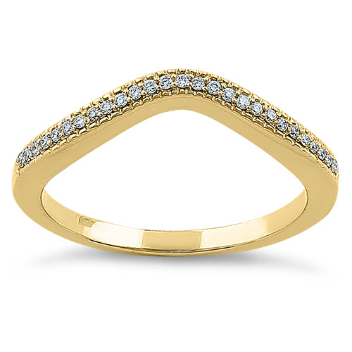 14K Yellow Gold V-Shaped Diamond Ring - 0.10 ct. Solitaire Engagement Ring for Women, Wedding Band, Anniversary Gift for Her