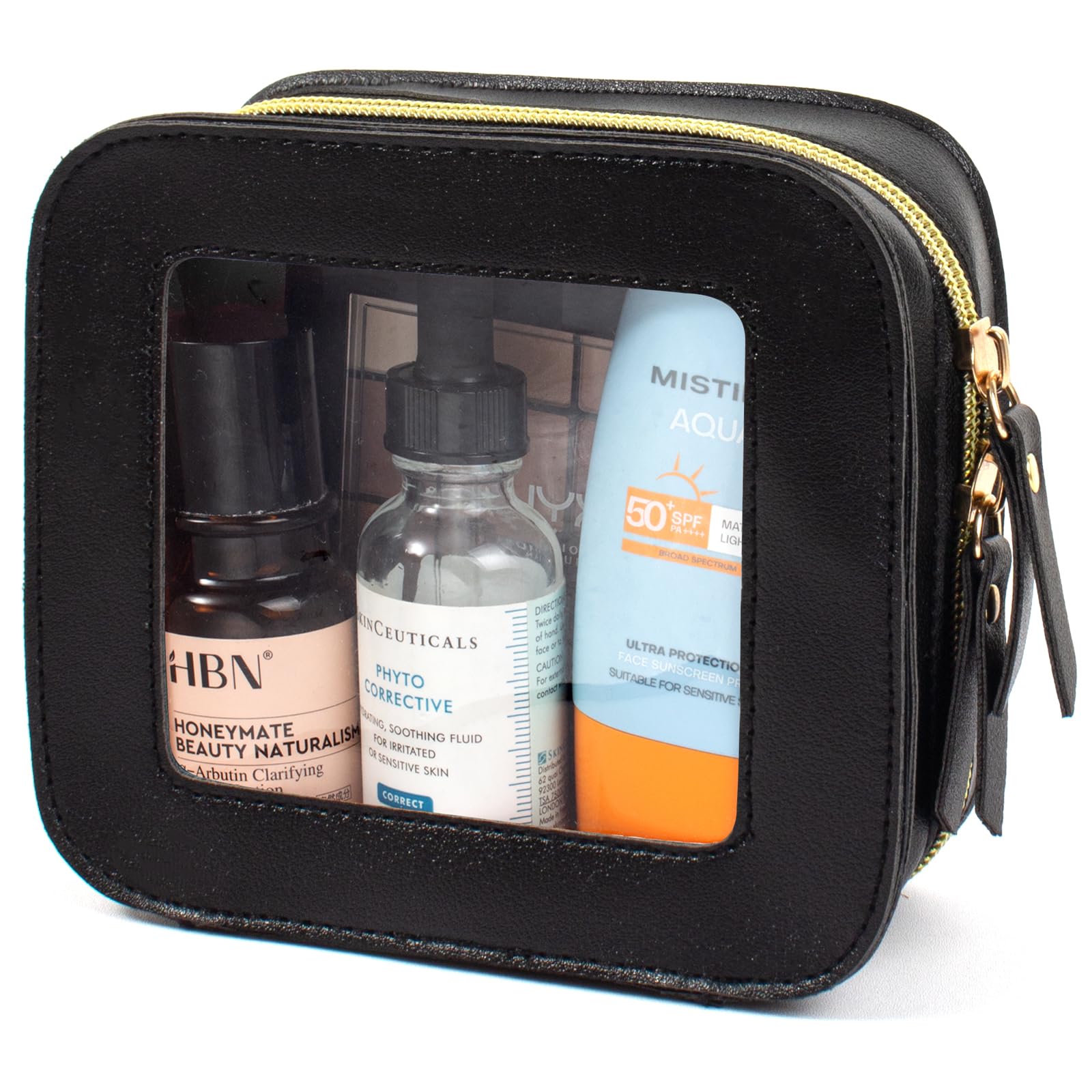 LETGO Mini Clear Makeup Bag for Women - Cute Travel Cosmetic Pouch, Small Purse Organizer for Essentials, Toiletries & Car Accessories (Black) - Perfect for Travel, Gym, Daily Use & Gift Giving