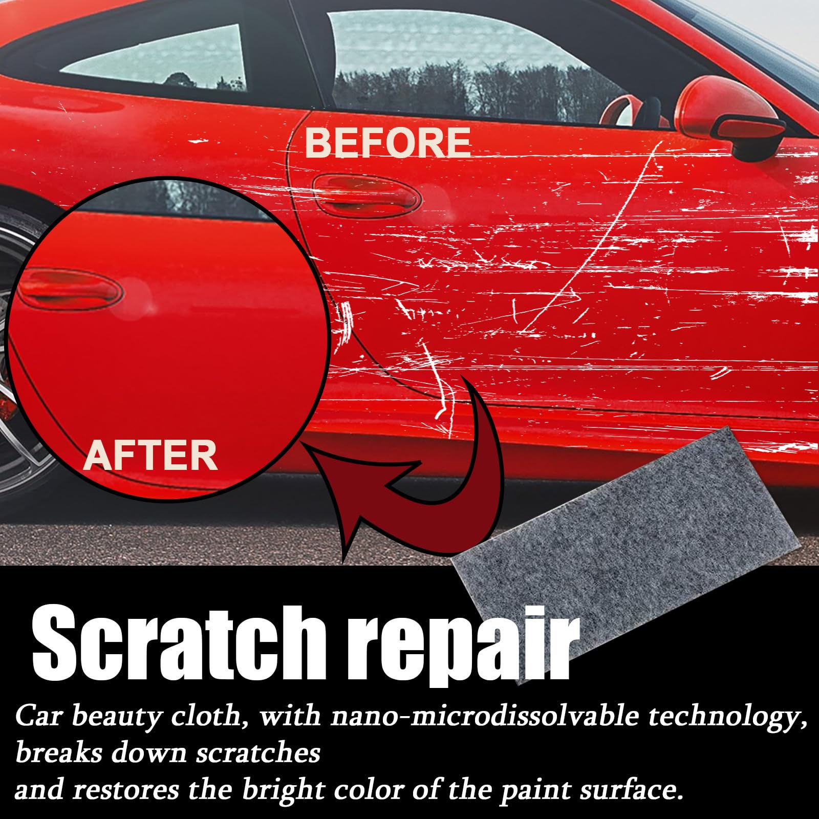 2025 Nano Sparkle Cloth 6-Pack - Premium Car Scratch Remover for Paint Repair & Water Spot Removal - Scratch Eraser Cloth Kit for Cars, SUVs & Motorcycles (Gray) - Perfect for DIY Auto Detailing & Paint Restoration at Home