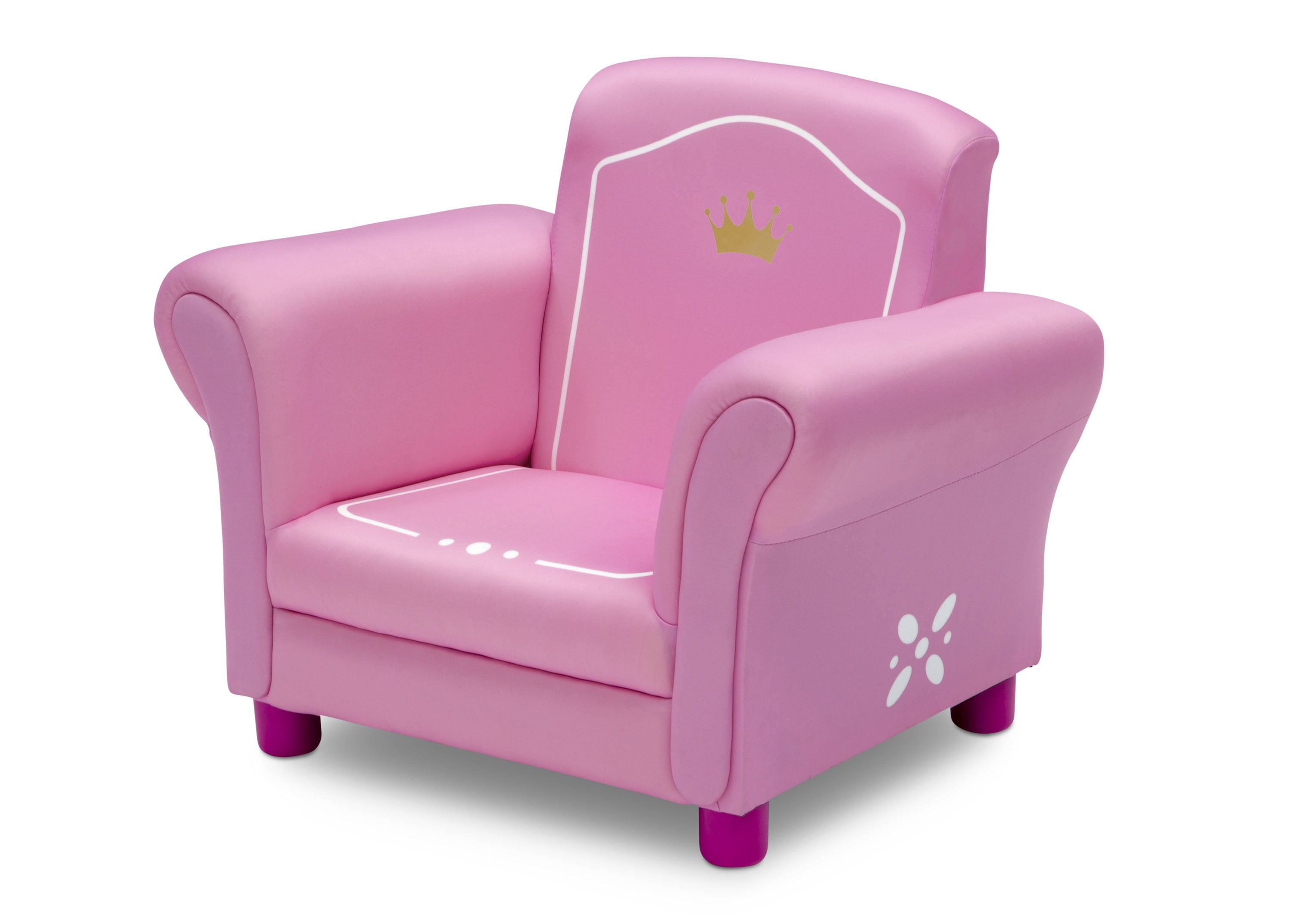 Princess Crown Kids Upholstered Chair - Pink Velvet Royal Chair for Girls Bedroom, Birthday Gift, Tea Party, Reading Nook & Playroom Decor