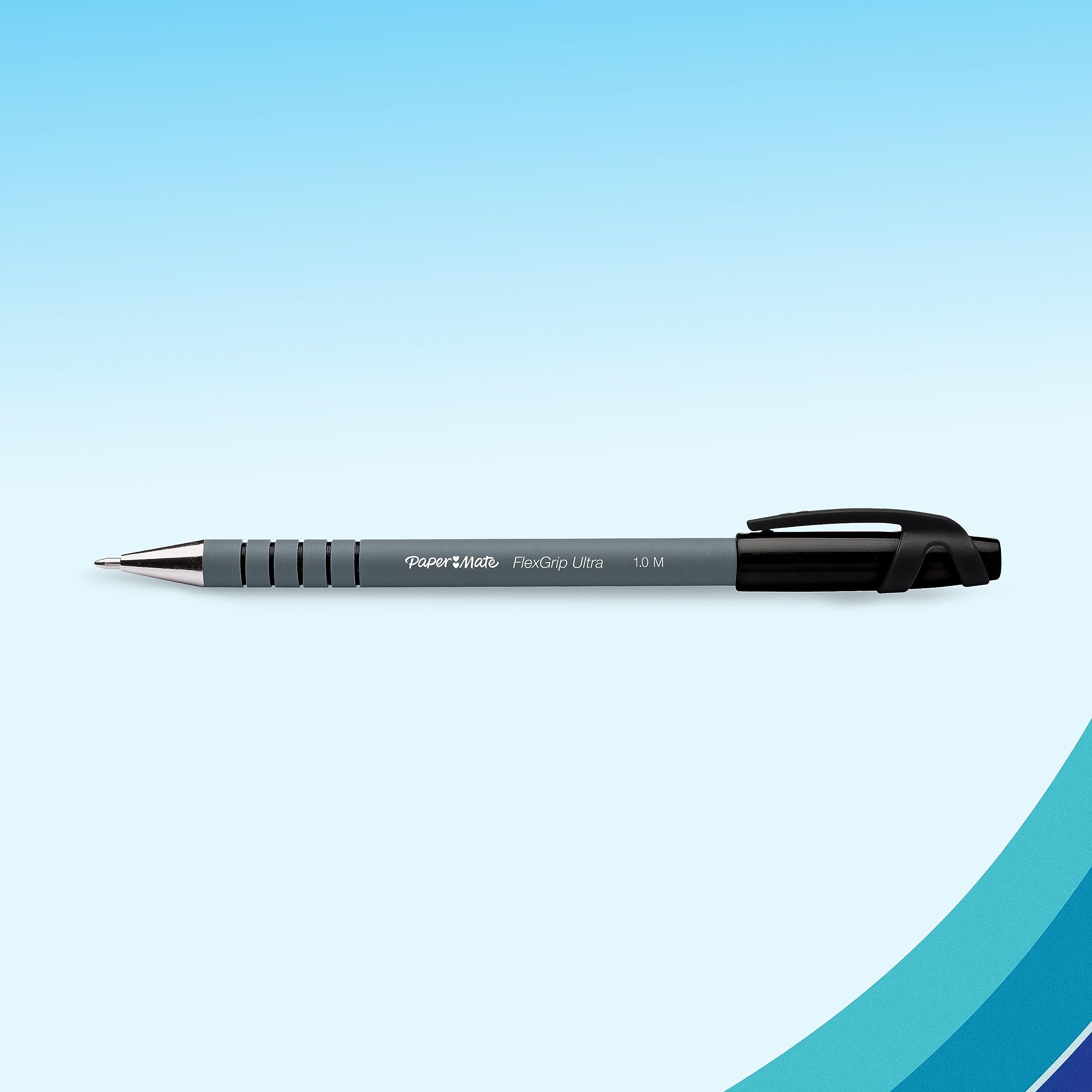 Paper Mate Flexgrip Ballpoint Pens 1.0mm - 12 Pack Black for Office & School Writing