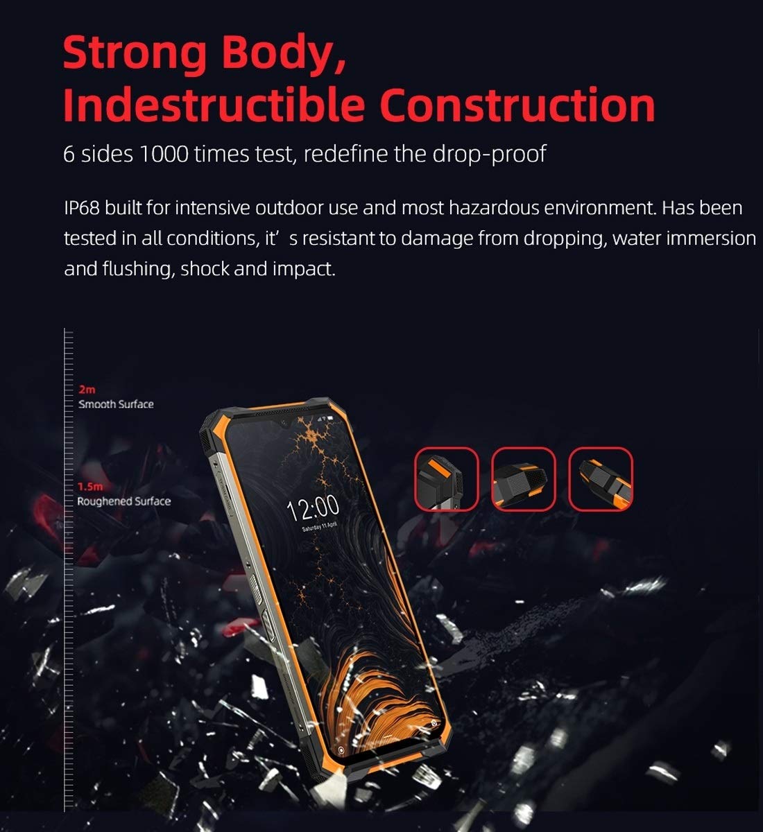 S88 Pro Rugged Smartphone 6GB+128GB - IP68/IP69K Waterproof, Dustproof, Shockproof - MIL-STD-810G Certified - 10000mAh Battery - 6.3