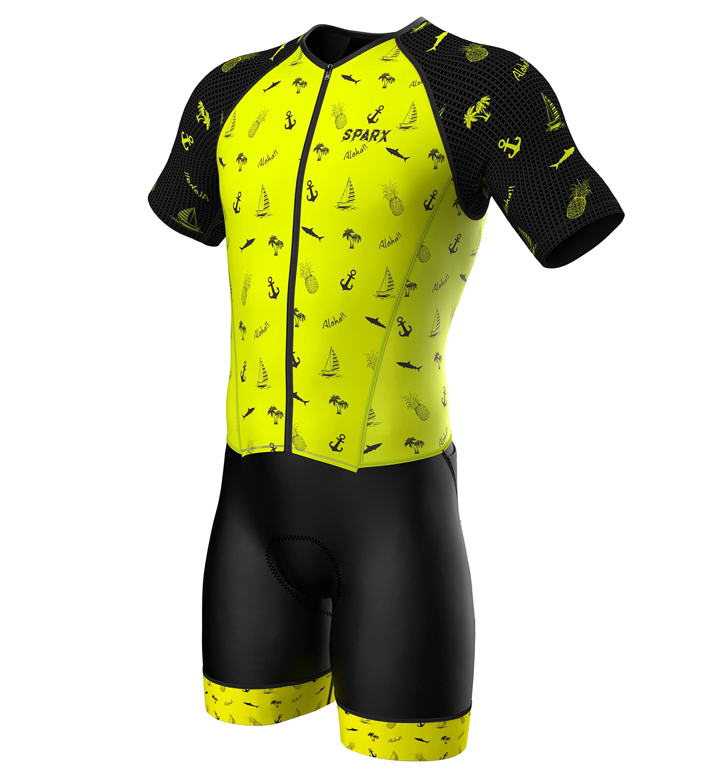 Sparx Men's Elite Aerosuit Triathlon Suit - Short Sleeve Triathlon Skinsuit for Cycling, Running & Swimming - Lightweight & Breathable Competition Gear