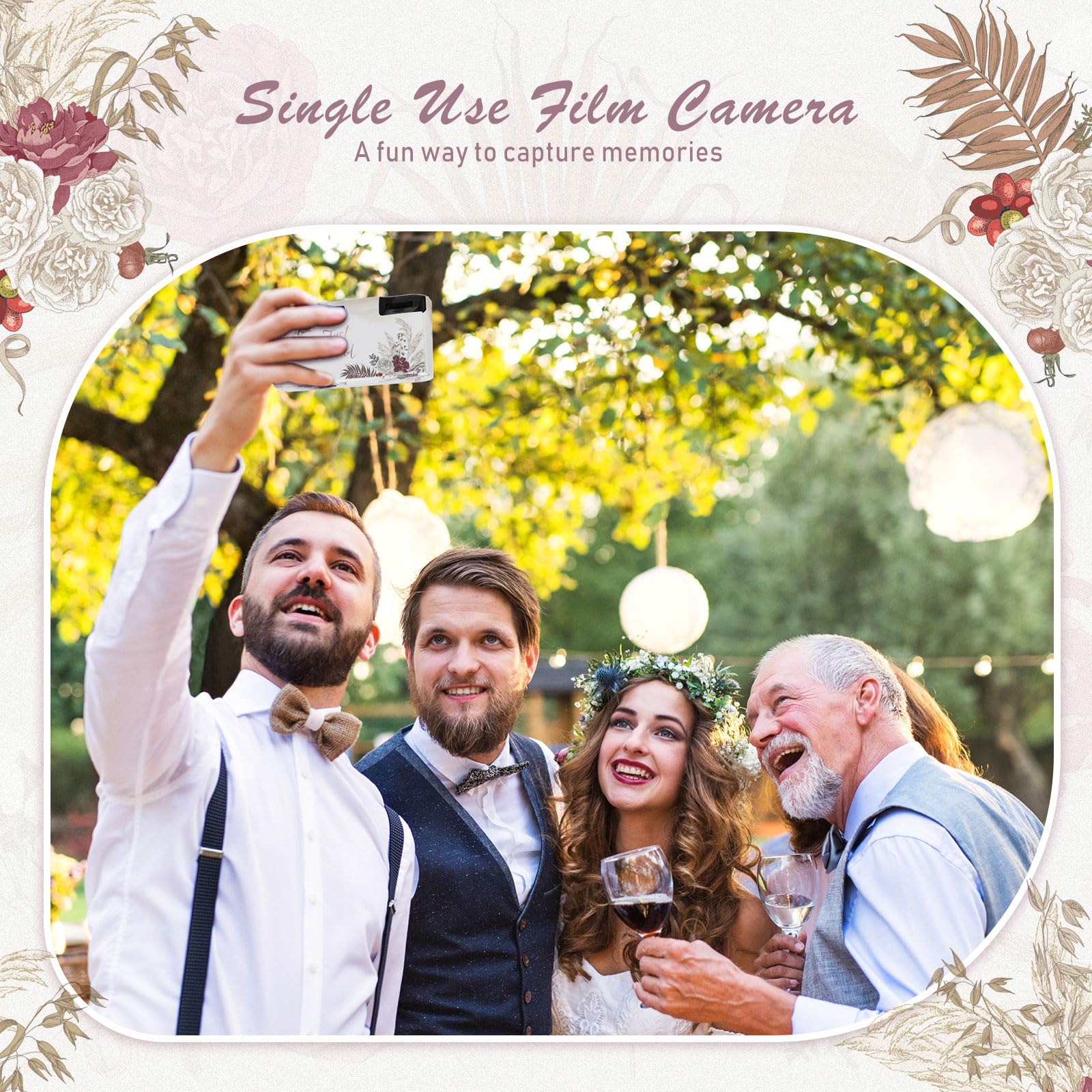 10 Pack Disposable Cameras with Flash - 34mm Single Use Film Cameras for Wedding, Travel & Parties | Colorful Bohemian Style Film | Perfect for Events, Vacations & Special Occasions
