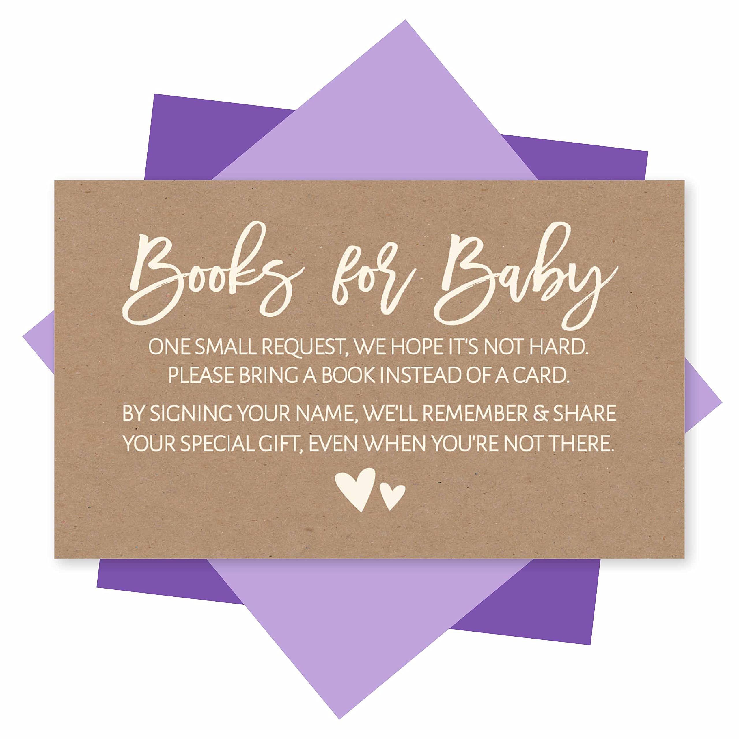 Hadley Designs 25-Piece Baby Shower Book Request Set - Rustic Guest Book Alternative with Invitation Inserts | Bring a Book Instead of a Card | Perfect for Baby Registry, Gender Reveal Parties & Nursery Decor