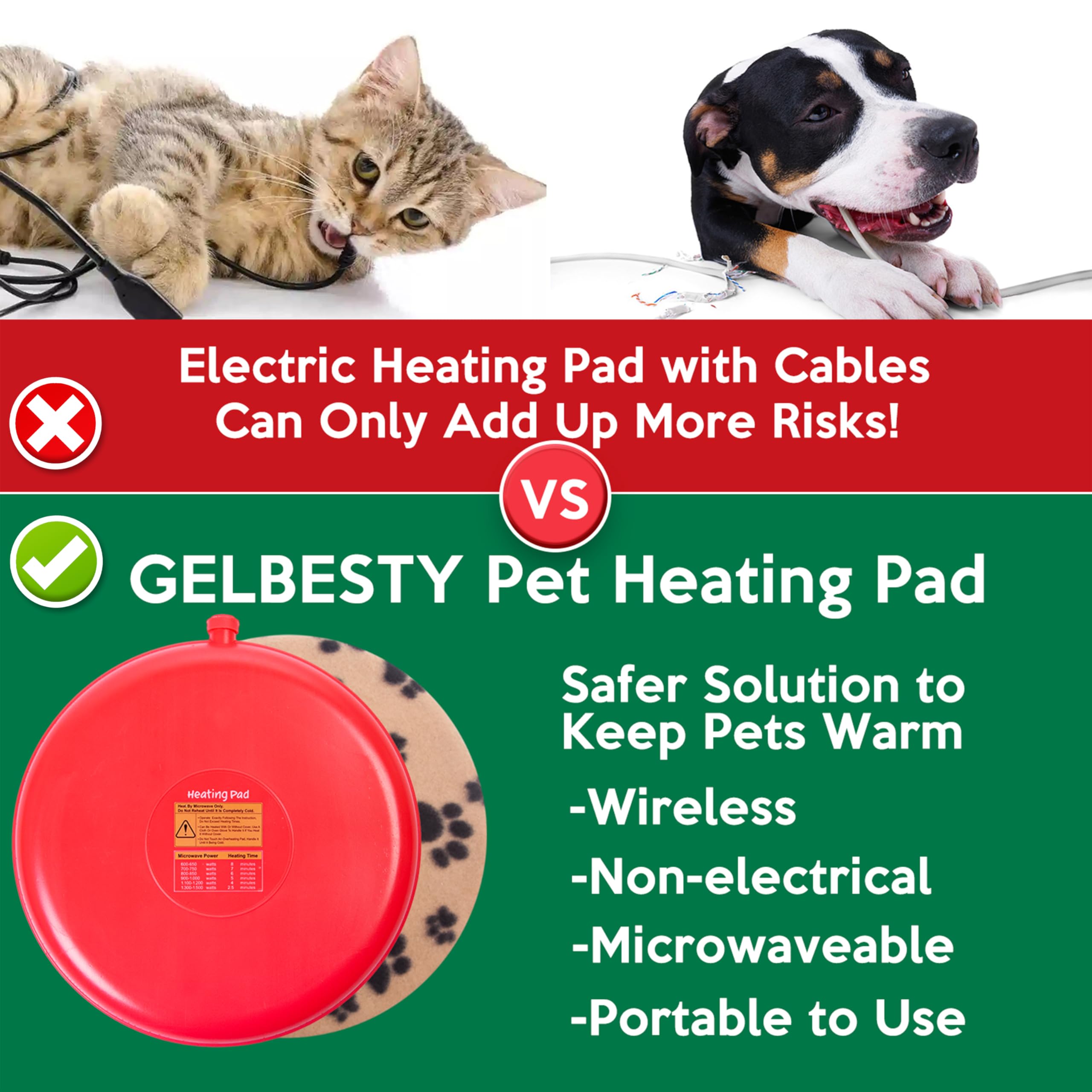 Microwave Pet Heating Pad - Safe Warming for Dogs, Cats & Small Pets - Indoor & Outdoor Use