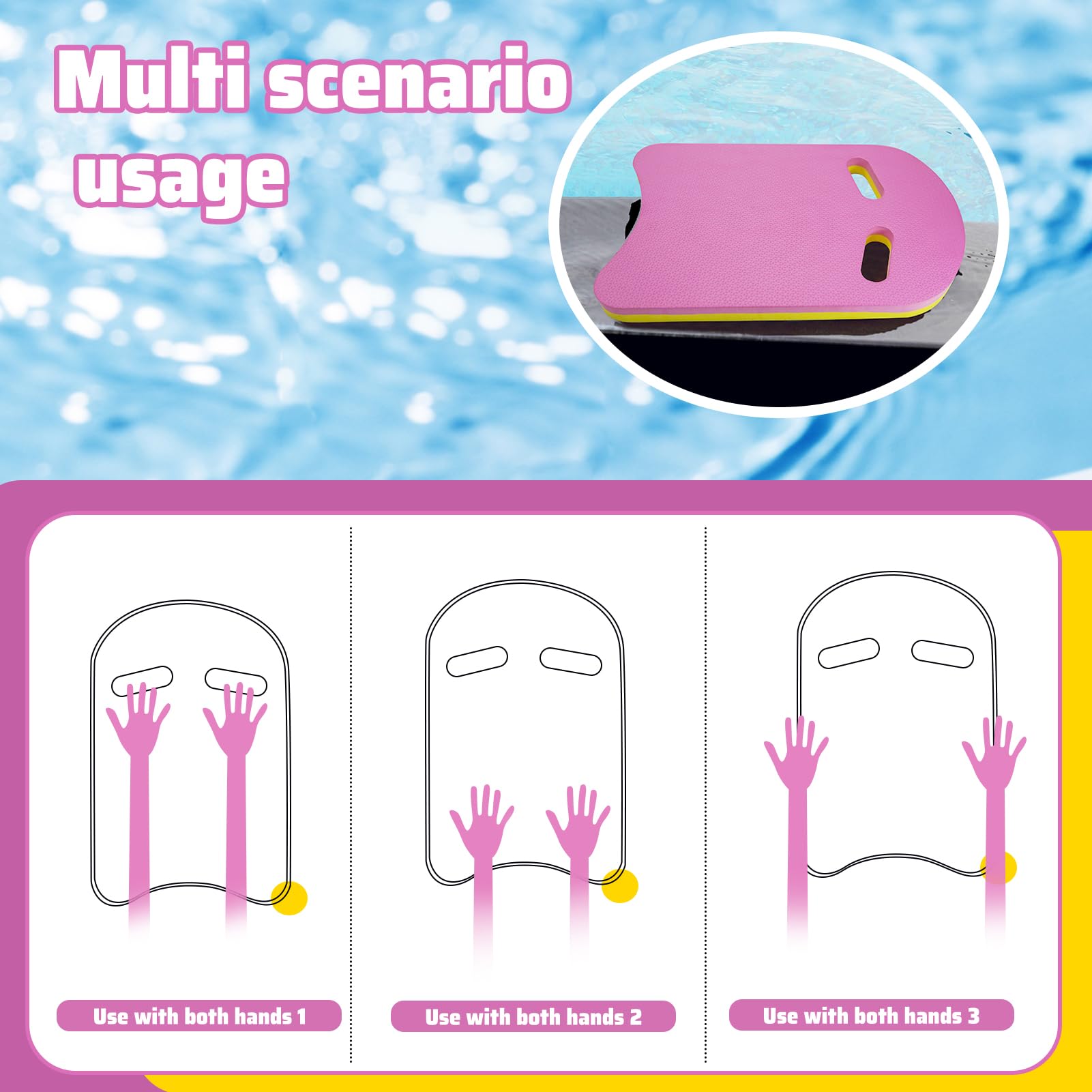 2025 Swimming Kickboards for Kids & Adults - Adjustable Swim Training Aid with Handles, Floating Board for Pool Exercise & Fitness | Perfect for Swim Lessons, Water Aerobics & Lap Training