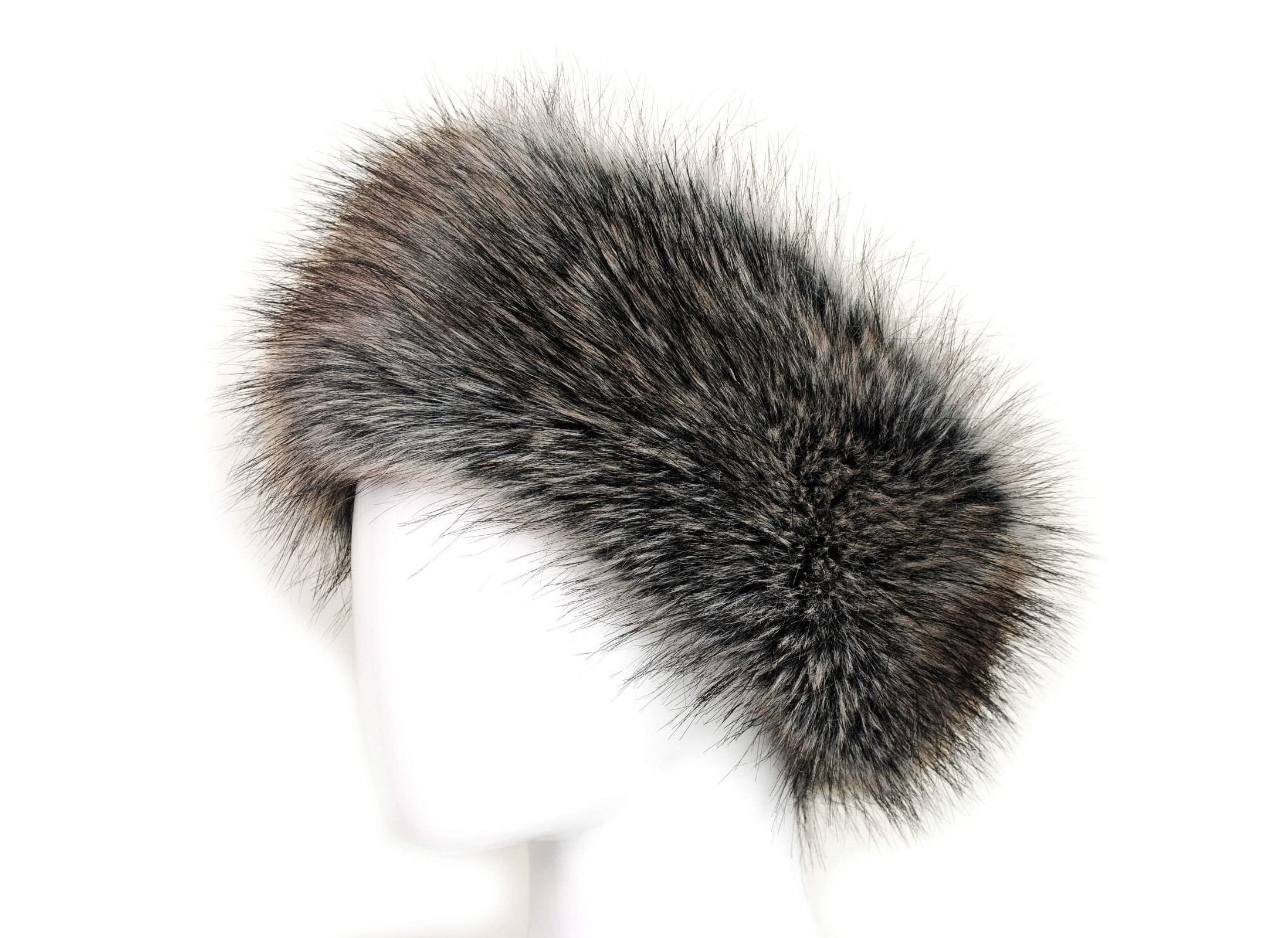 Super Soft Thick Fluffy Faux Fur Headband for Women - Warm Winter Hair Accessory (Grey) | Perfect for Cold Weather, Outdoor Activities & Fashion Statement