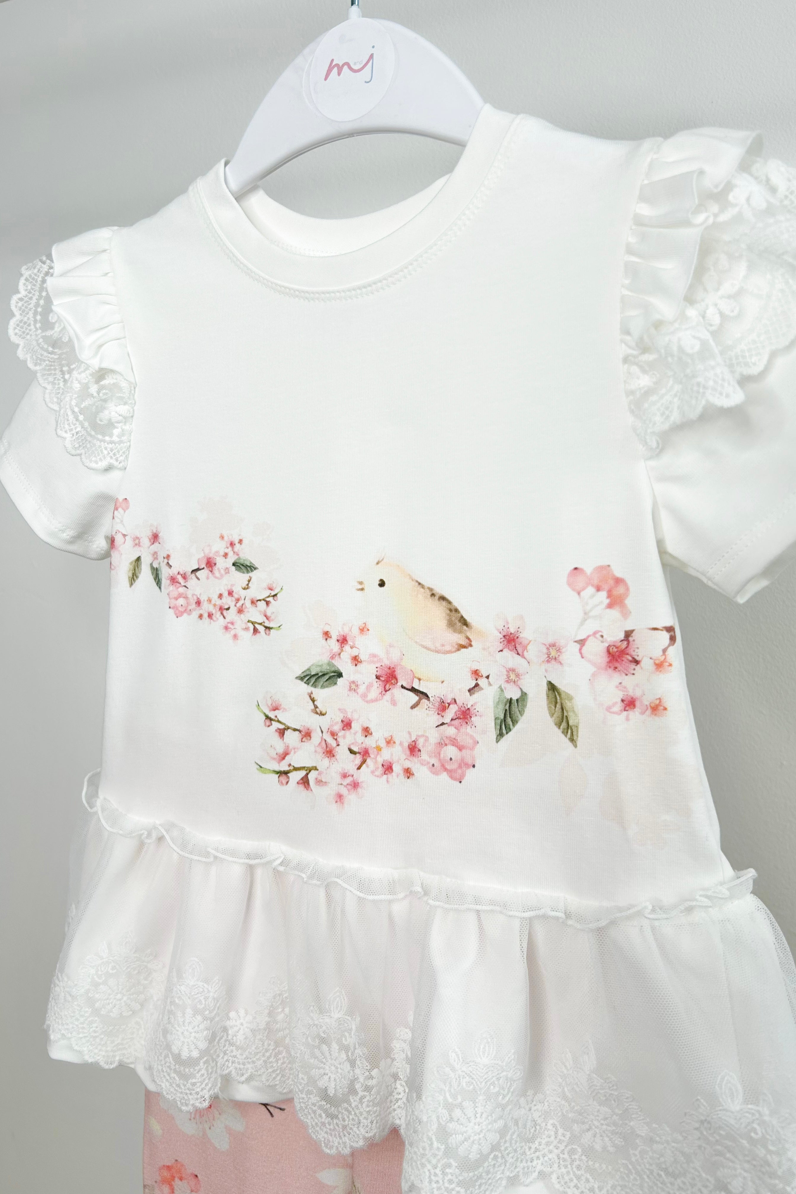 Soraya Ivory & Pale Pink Floral Lace Women's Top & Biker Shorts Set - Elegant Lace Outfit for Date Night, Summer Parties & Casual Wear