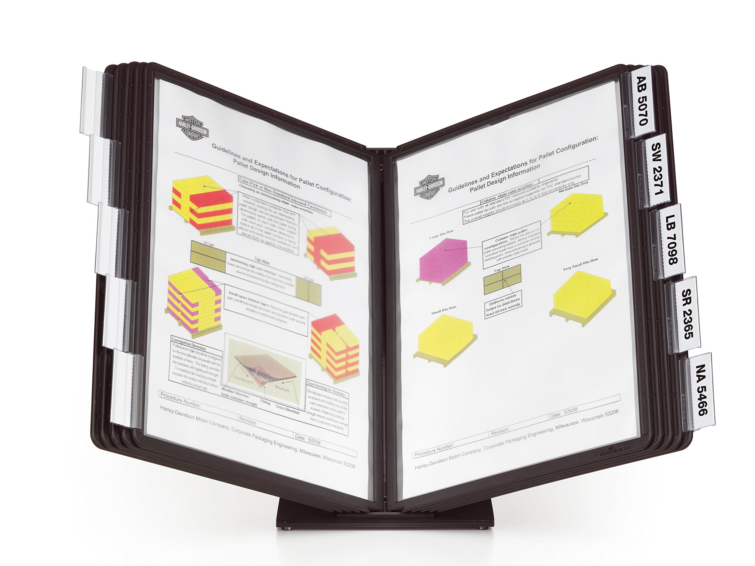 Durable Vario Table 10 557001 A4 Catalog Display Stand - 10 Adjustable Tabletop Panels for Retail Stores, Black | Perfect for Product Showcase, Trade Shows & Office Presentations