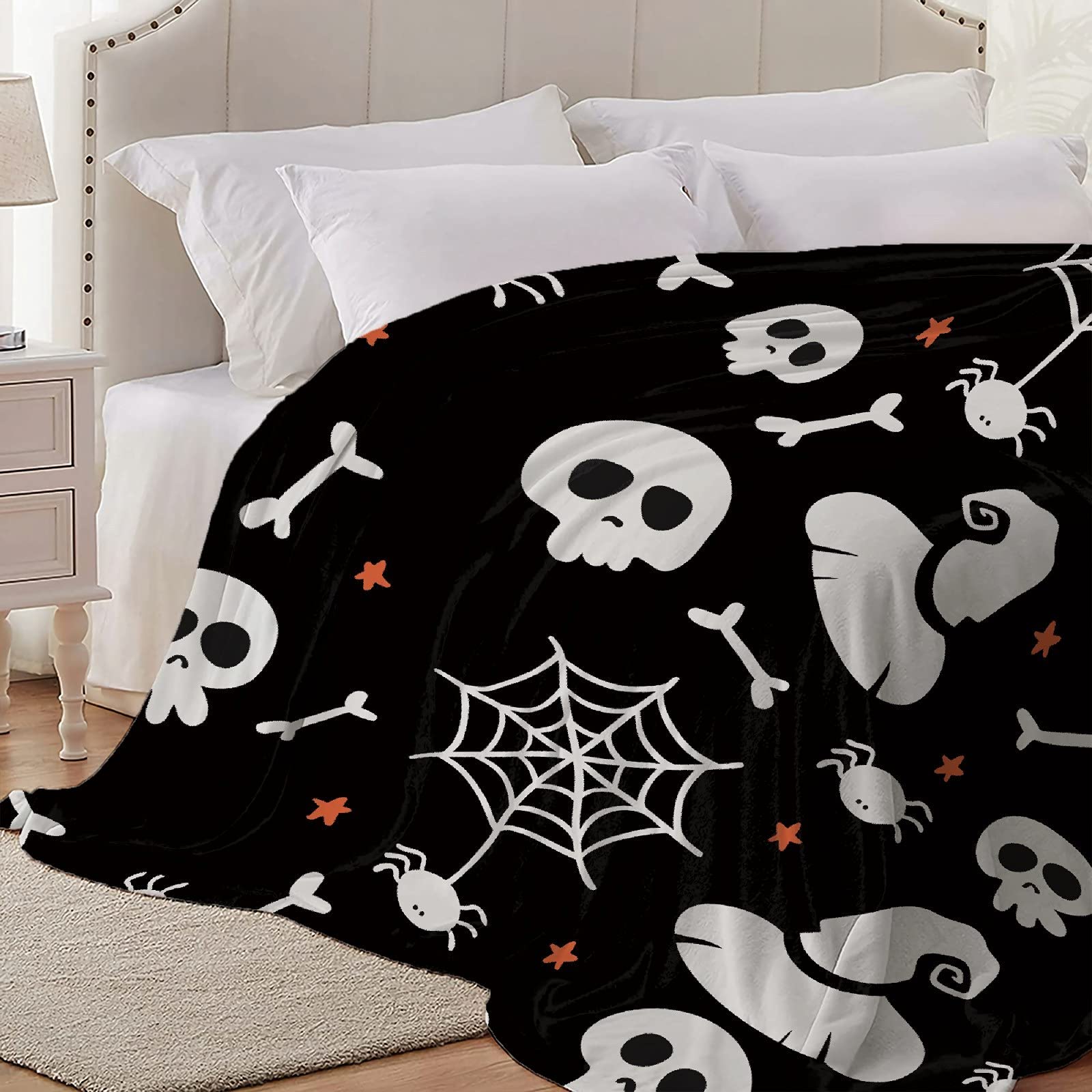 Halloween Spider Throw Blanket - Soft Flannel Fleece Velvet Plush Blanket, 90