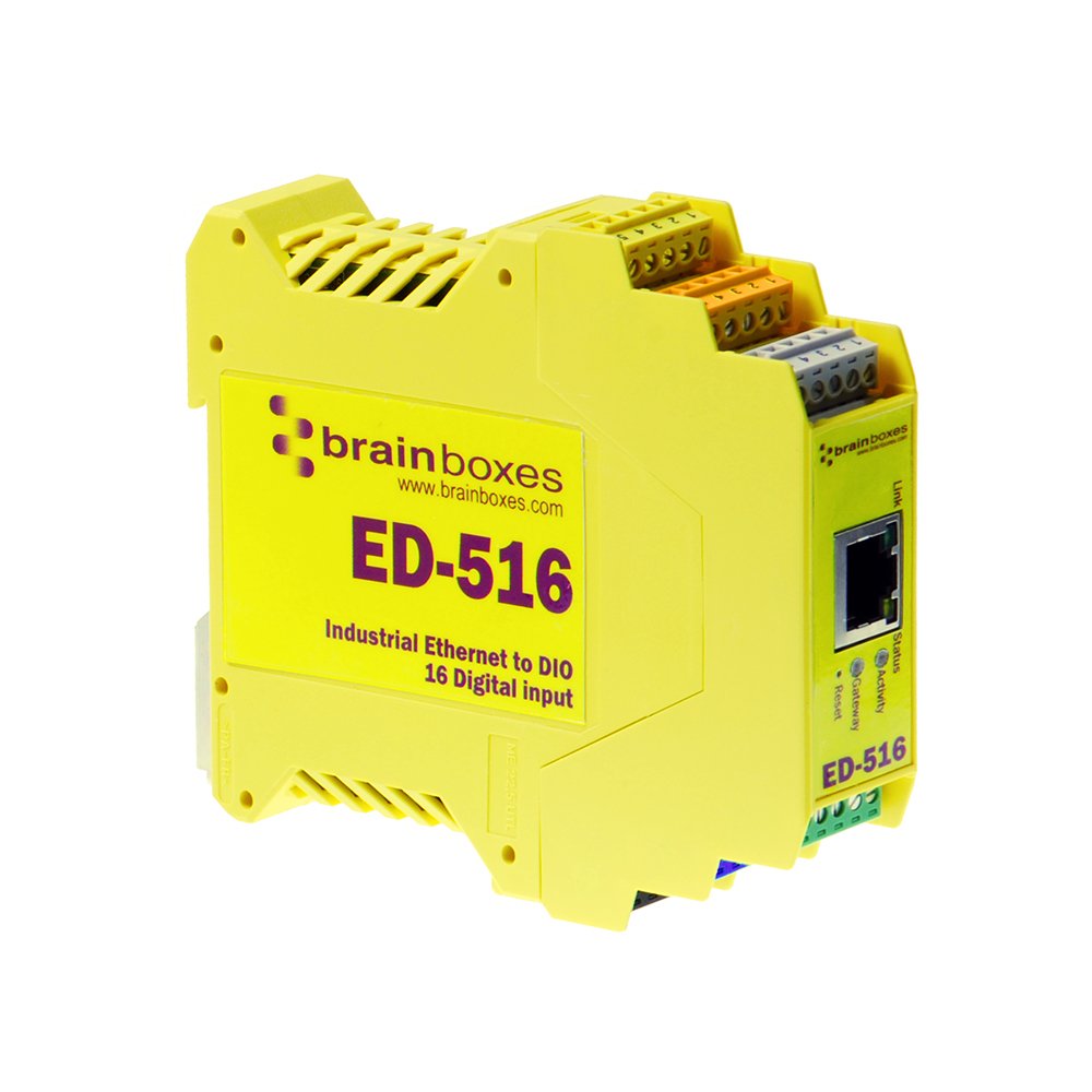 Brainboxes ED-516 Ethernet to 16 Digital Inputs Industrial I/O Module - Remote Monitoring & Control for Automation Systems