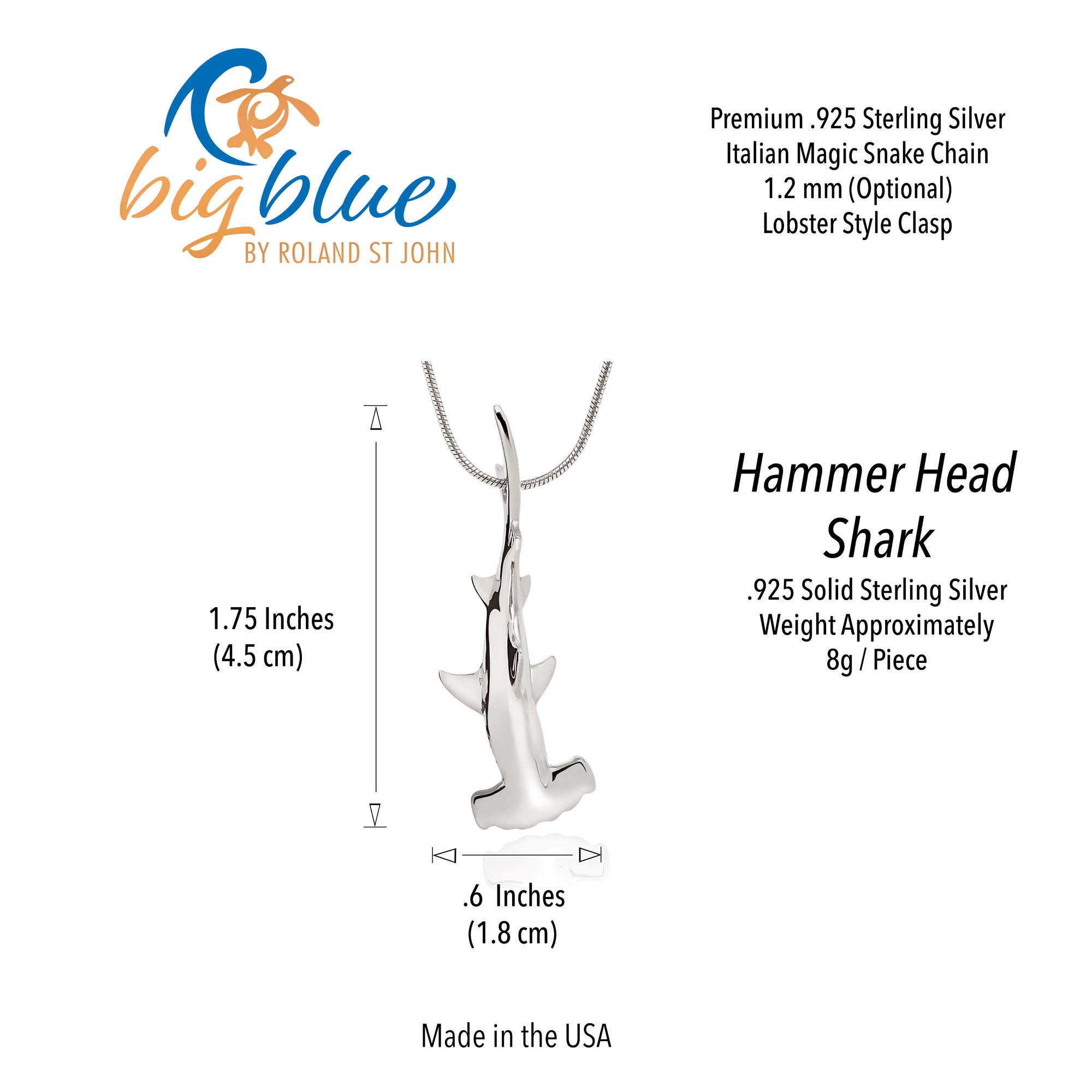 Sterling Silver Shark Pendant Necklace for Men & Women - .925 Shark Charm Jewelry, Perfect Gift for Shark Lovers, Scuba Divers & Ocean Enthusiasts - Ideal for Beach Vacations, Diving Trips & Everyday Wear